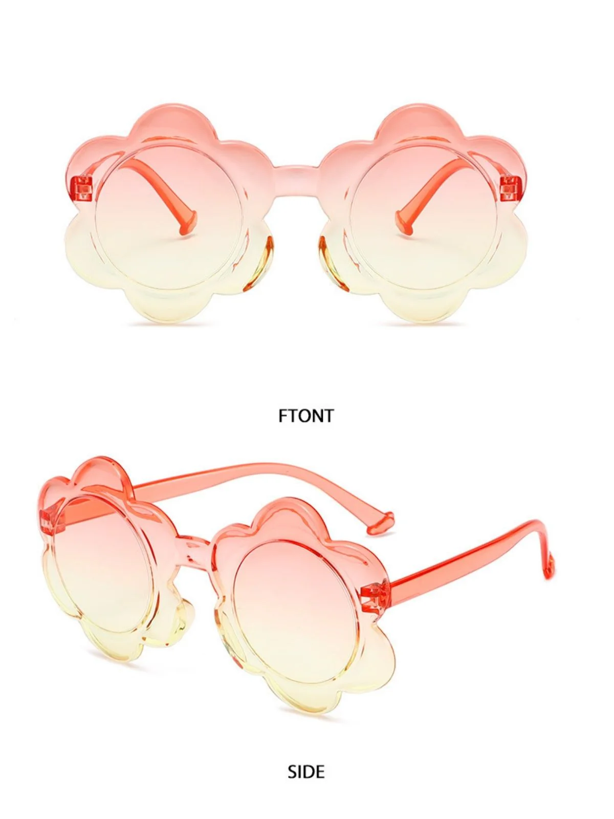 Vintage Gradient Floral-Shaped Rimless Sunglasses - Image 5