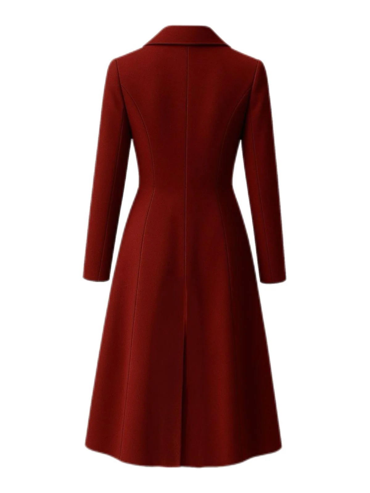 Burgundy 1930s Double Breasted Long Trench Coat - Image 2