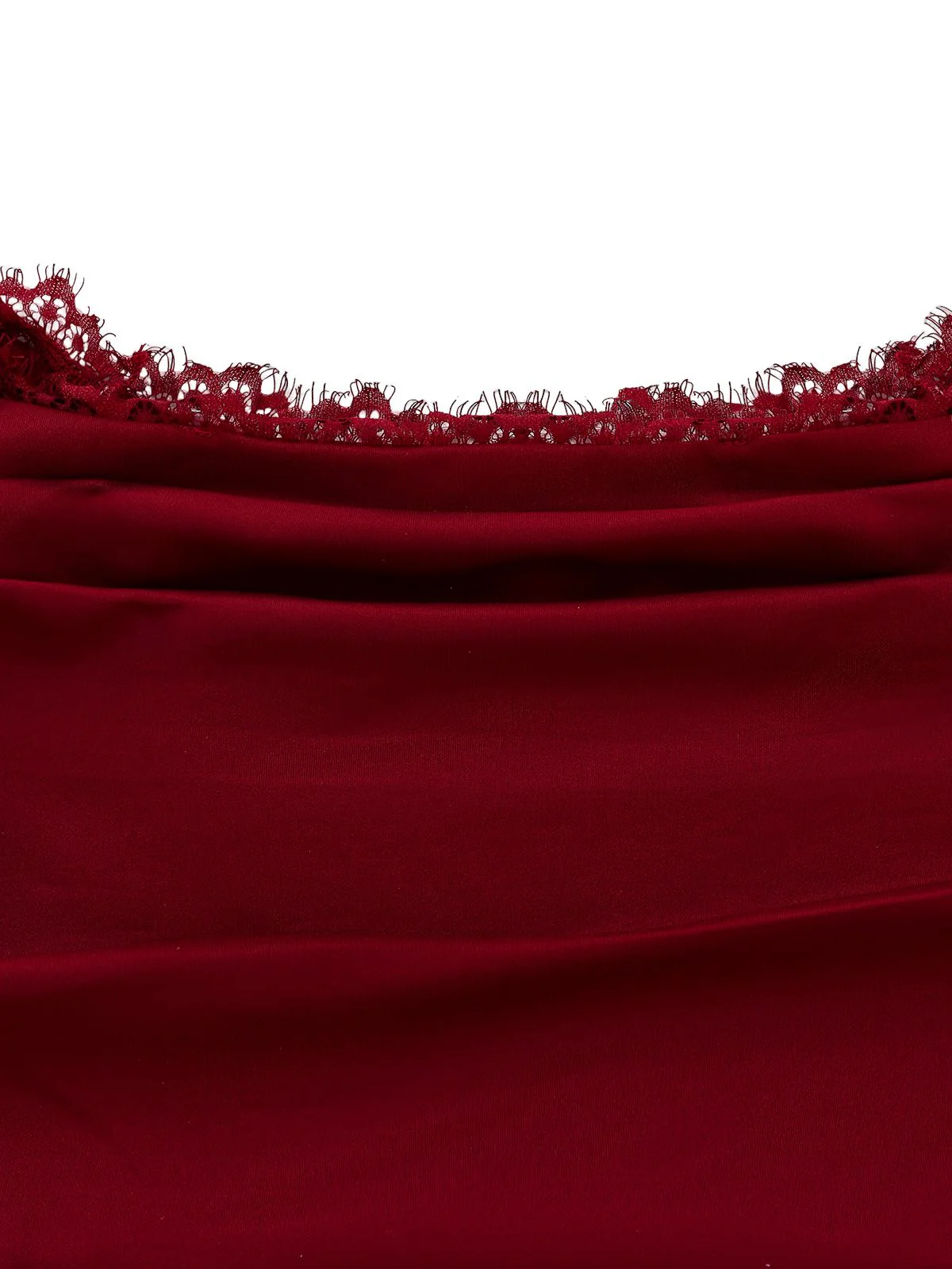 Burgundy 1930s Off-Shoulder Lace Long Sleeves Dress - Image 5