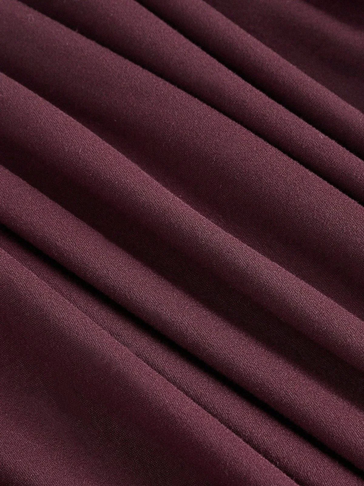 Burgundy 1940s Off-Shoulder Long Sleeve Pleated Dress - Image 5
