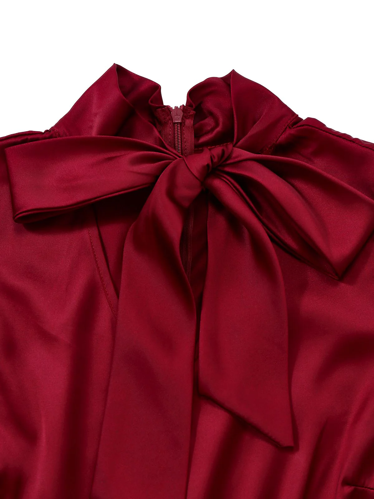 Burgundy 1940s Satin Bow Tie Striped Wide-Leg Jumpsuit - Image 7
