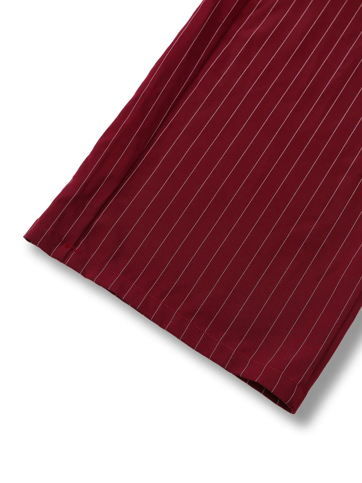 Burgundy 1940s Satin Bow Tie Striped Wide-Leg Jumpsuit - Image 9