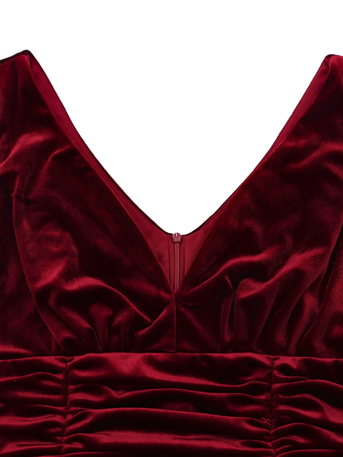 Burgundy 1950s Velvet Sequin V-Neck Maxi Dress - Image 4