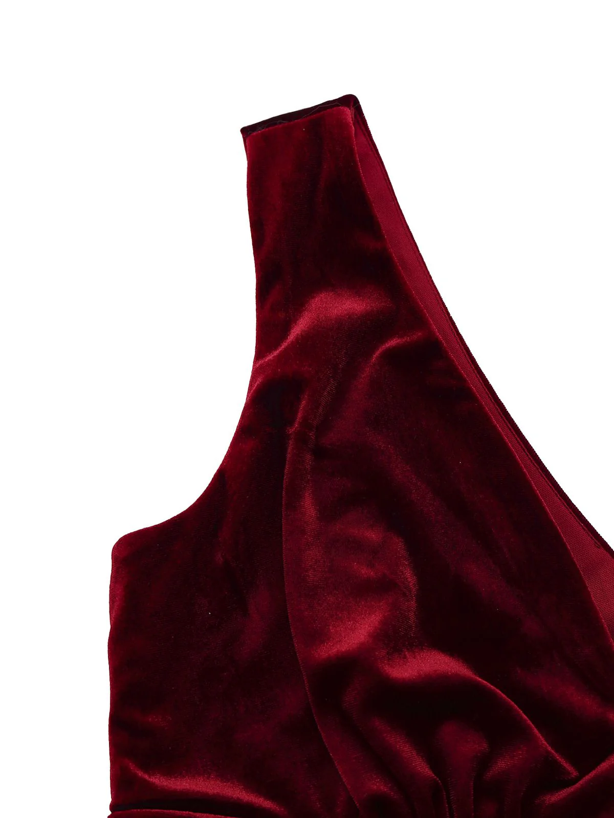 Burgundy 1950s Velvet Sequin V-Neck Maxi Dress - Image 5