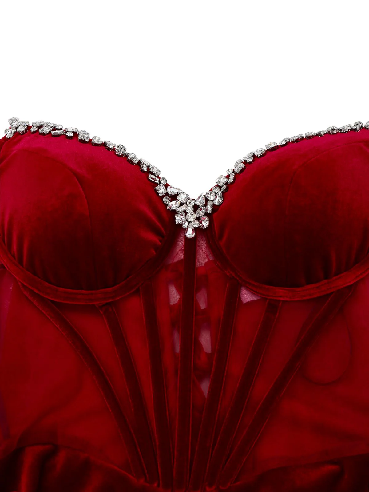 Burgundy 1980s Velvet Strapless Slit Dress - Image 4