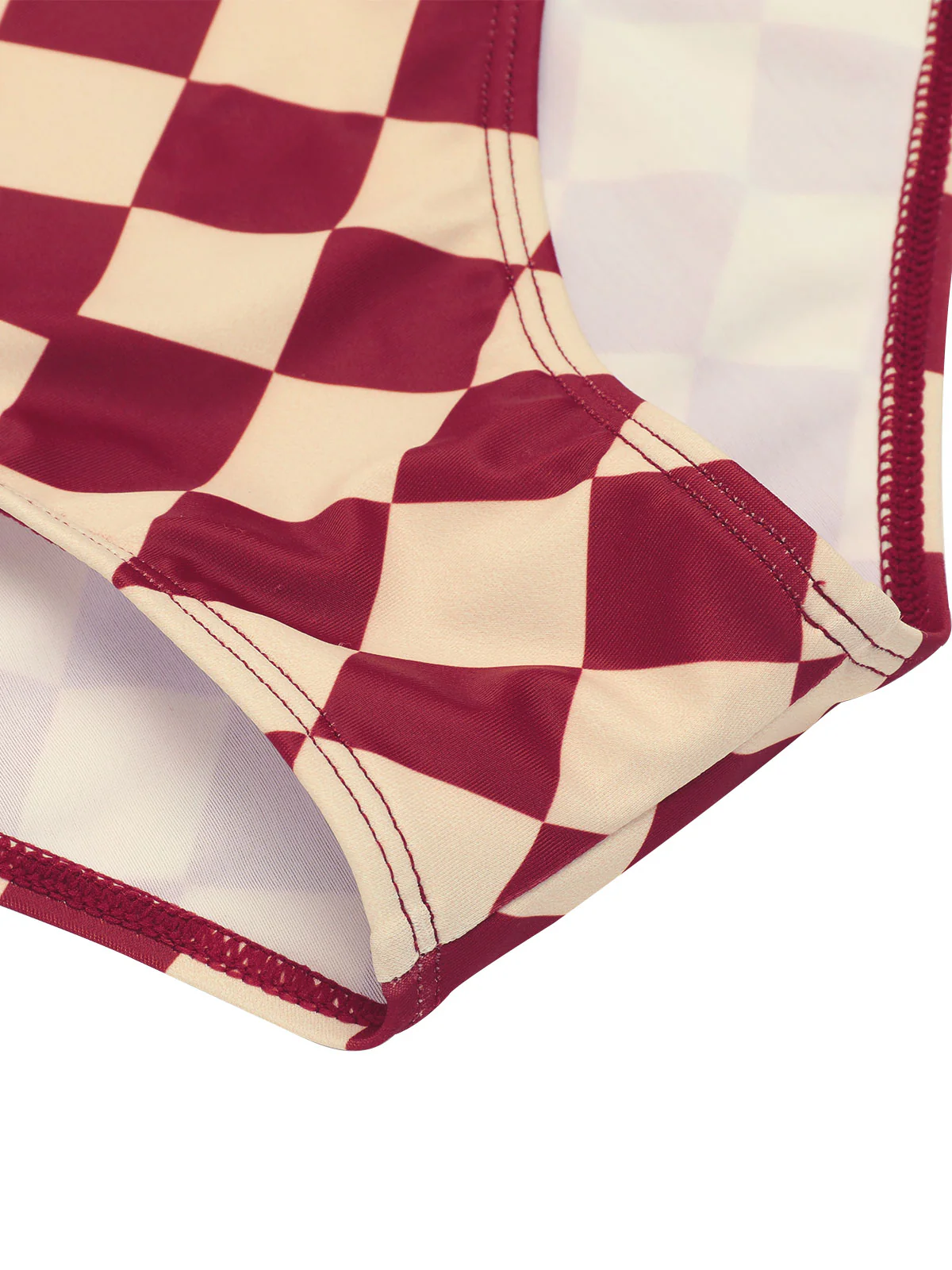1930s Burgundy Diamond Lapel One-Piece Swimsuit - Image 6