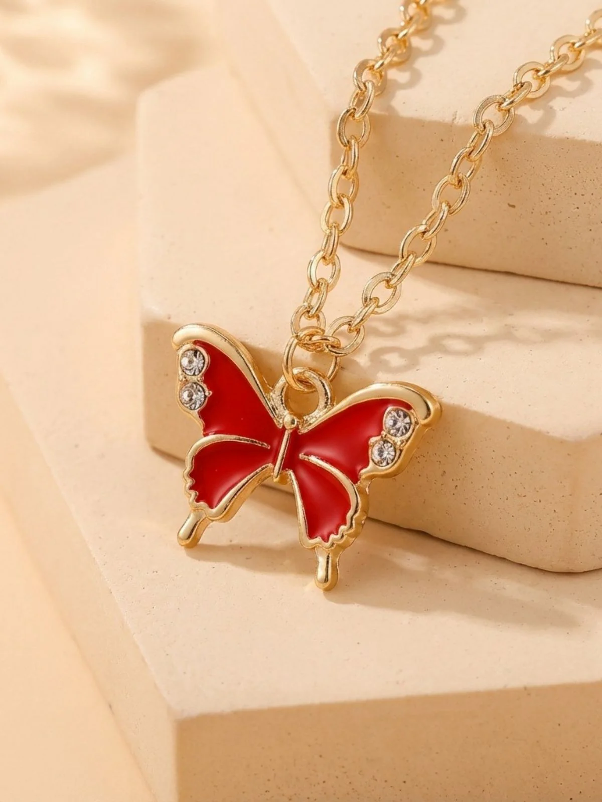 Butterfly Rhinestones Chain Necklace & Bracelet & Earrings - Image 9