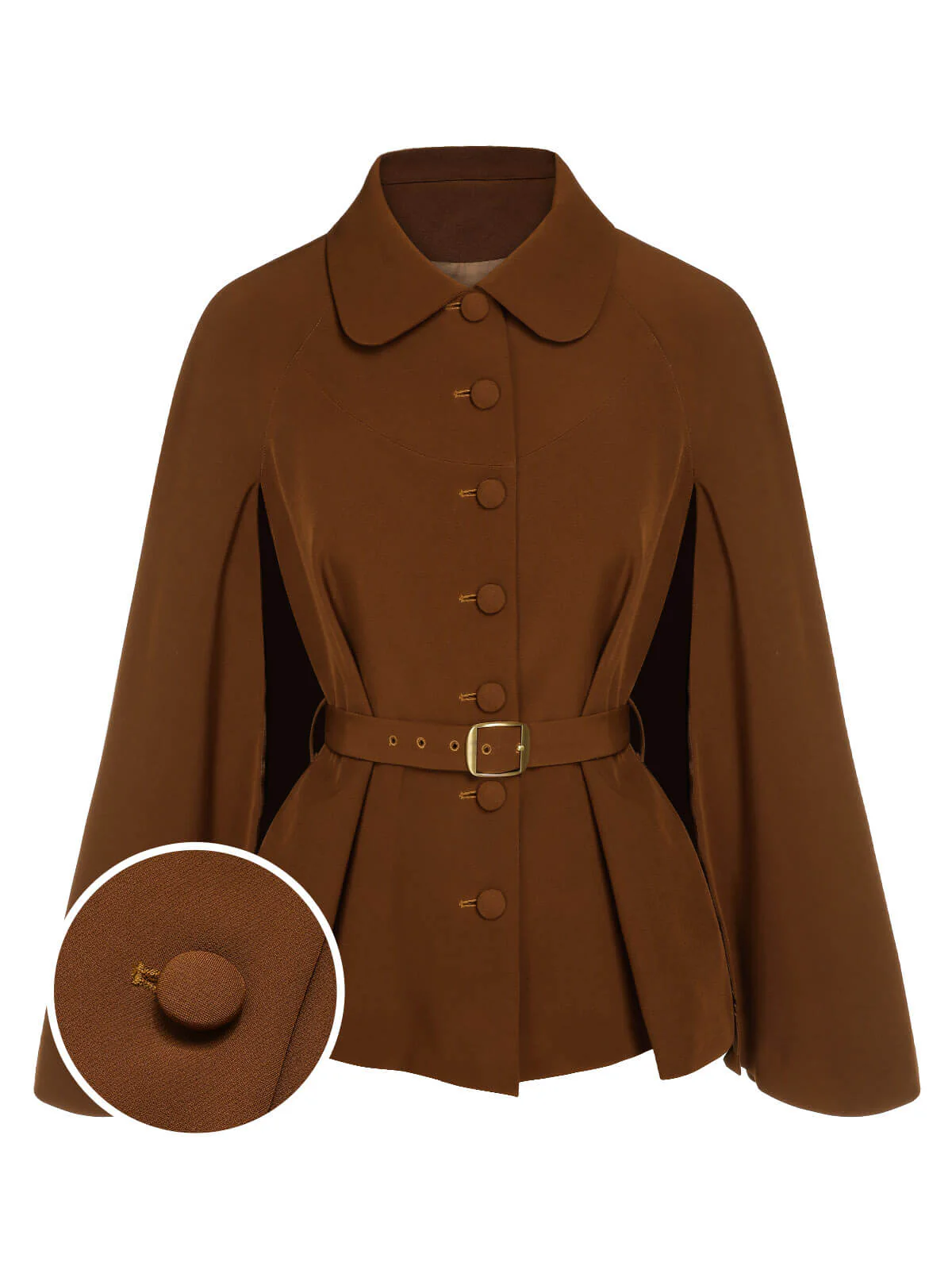 Green 1940s Lapel Cape Coat - Image 4