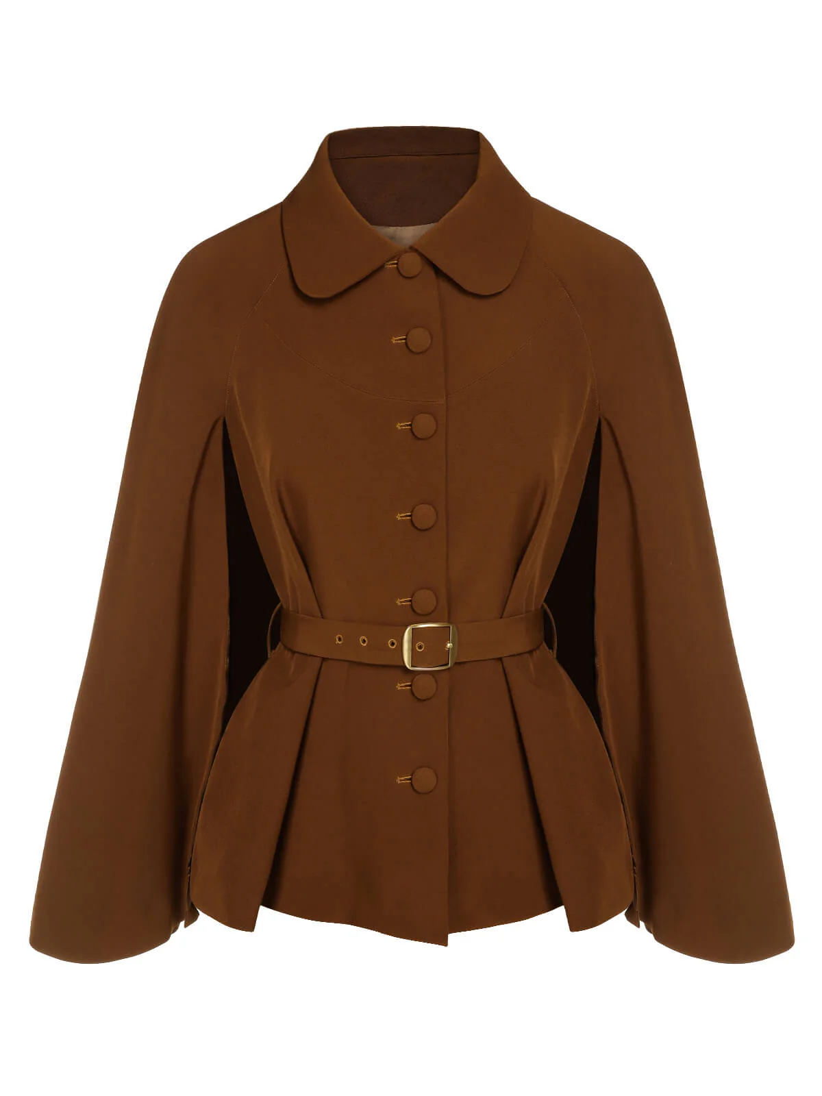 Green 1940s Lapel Cape Coat - Image 5