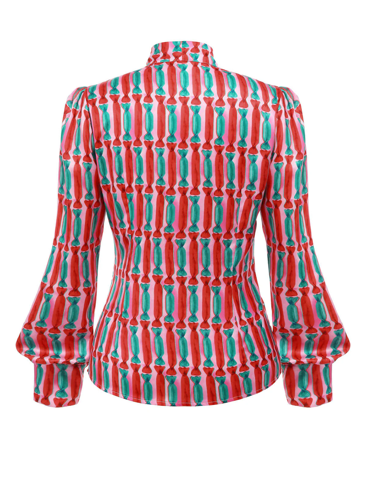 1950s Candy Tie-Up Collar Buttons Blouse - Image 4