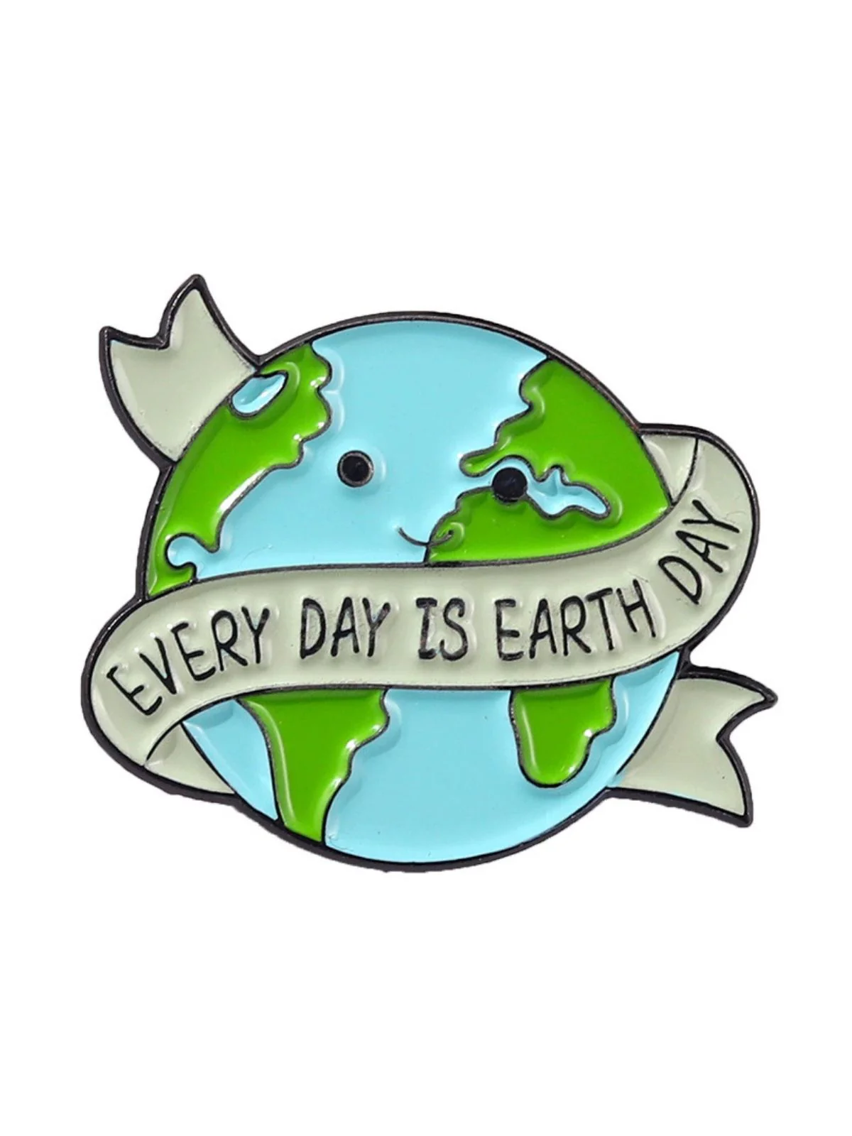 Cartoon Earth Day Letters Round Brooch - Image 4
