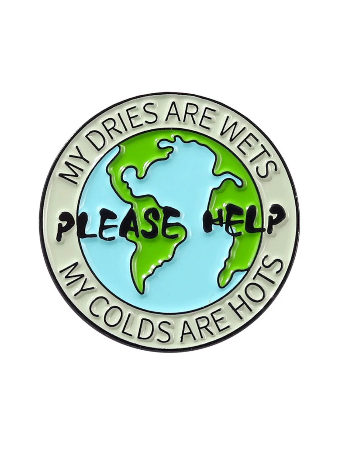 Cartoon Earth Day Letters Round Brooch - Image 6