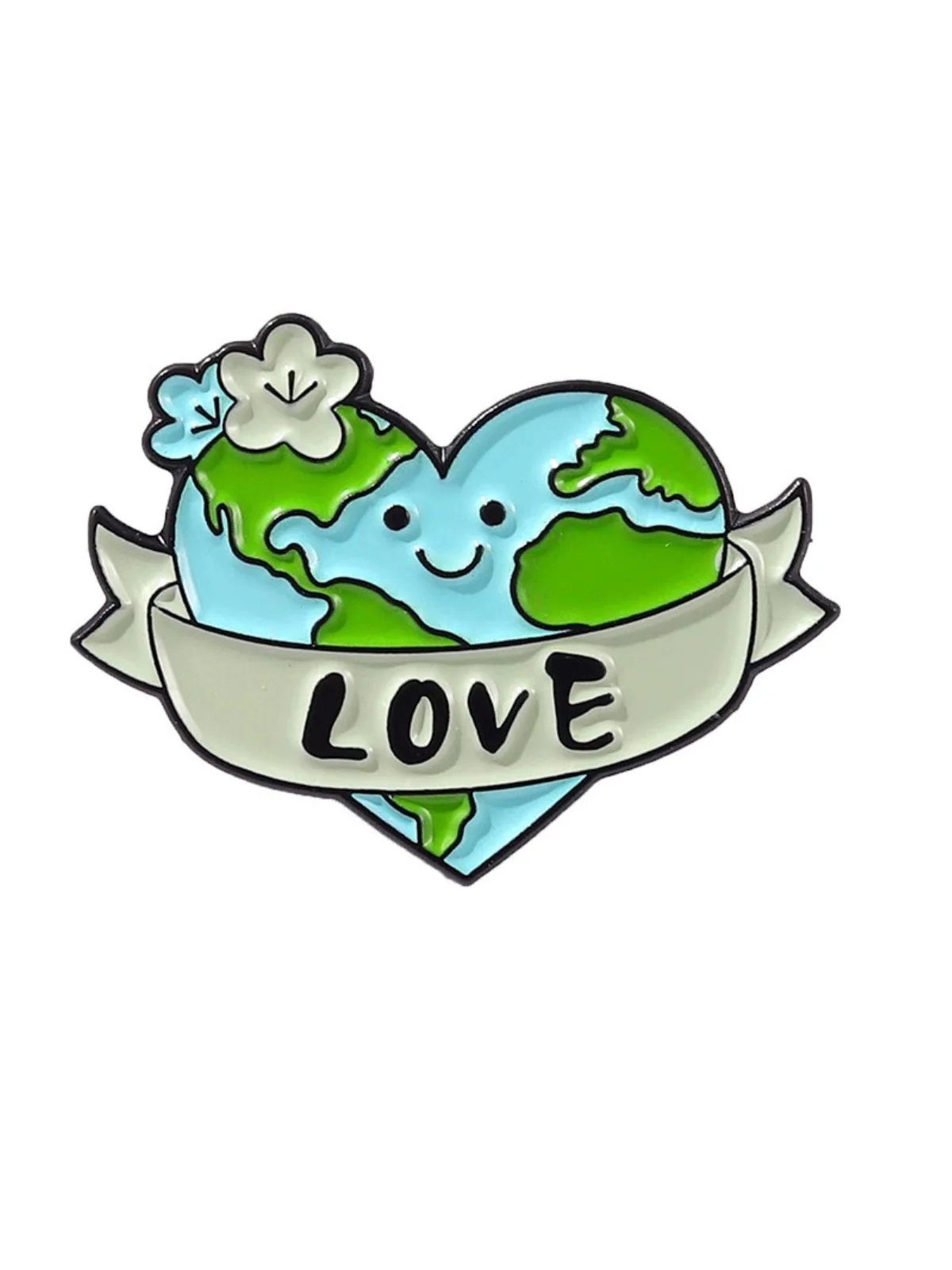 Cartoon Earth Day Letters Round Brooch - Image 7
