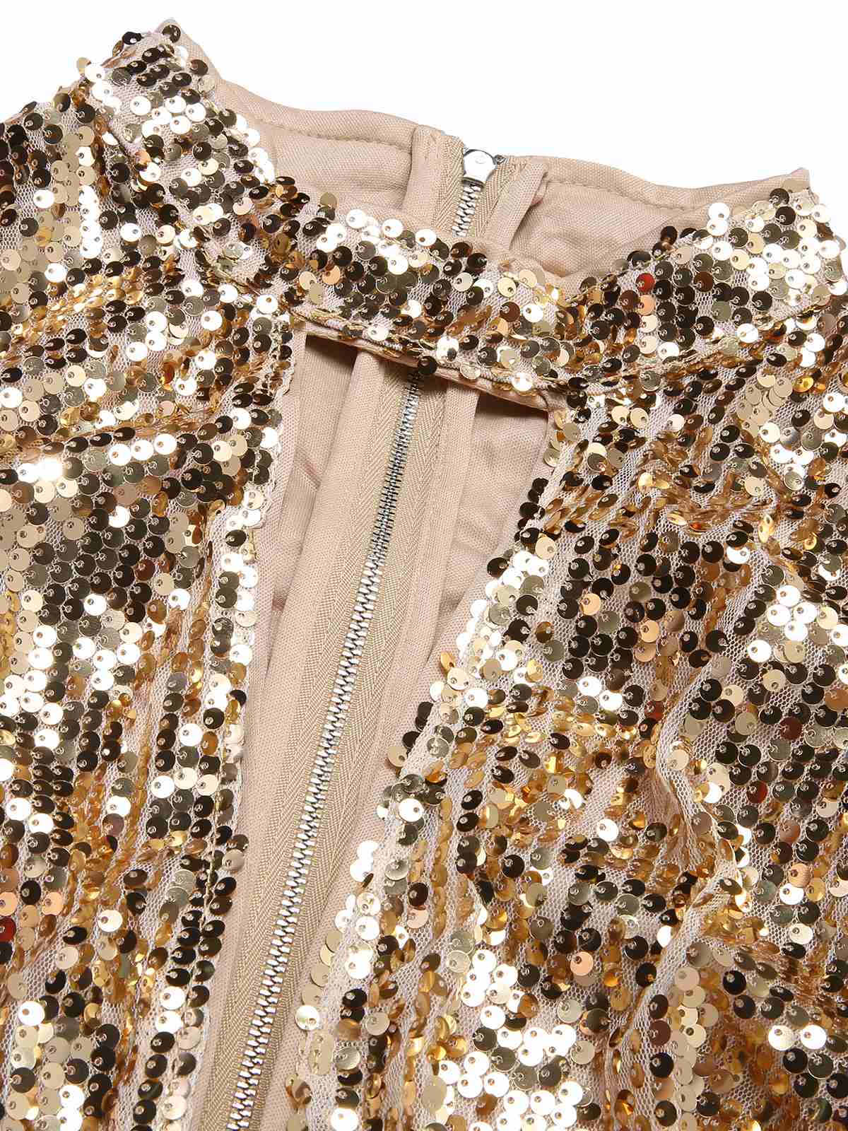 Champagne 1930s Keyhole Sequined Maxi Dress - Image 5