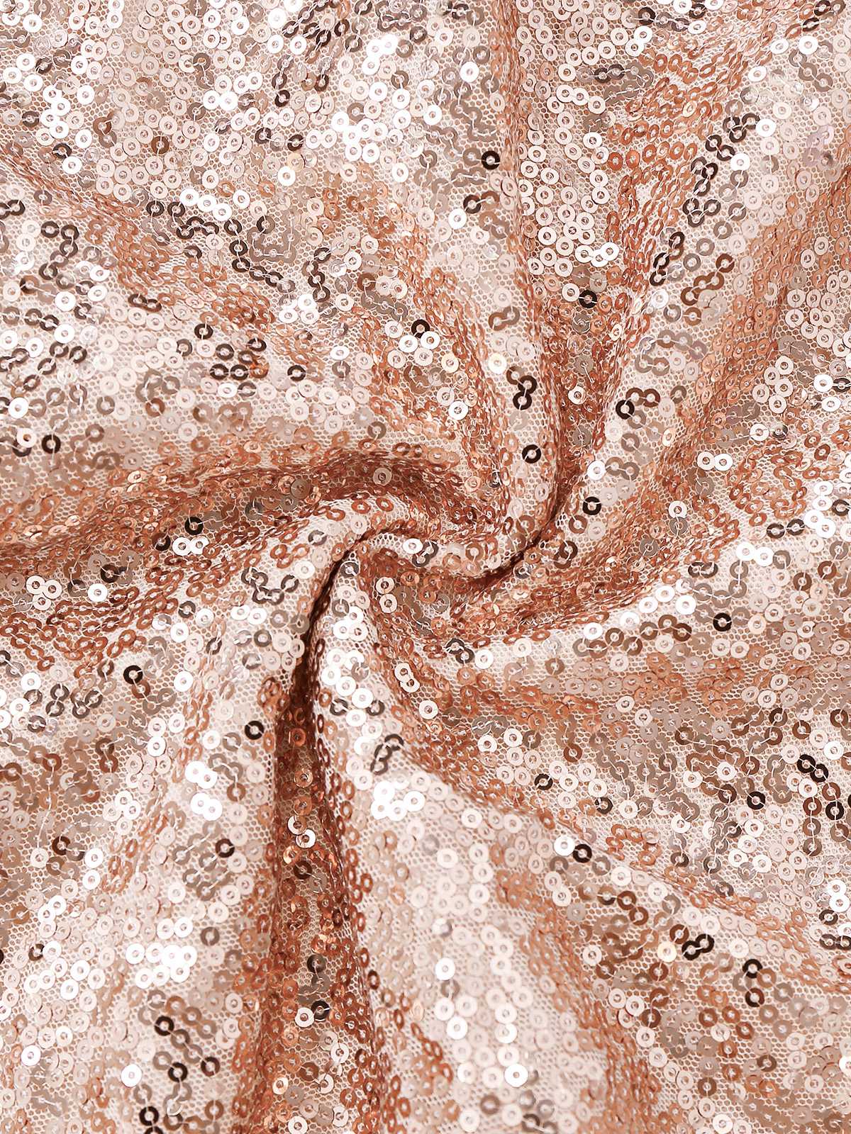 Champagne 1930s Off-Shoulder Sequin Dress - Image 4