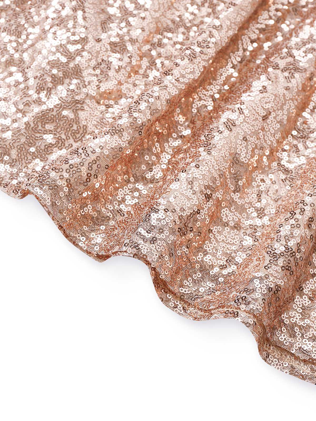 Champagne 1930s Off-Shoulder Sequin Dress - Image 5