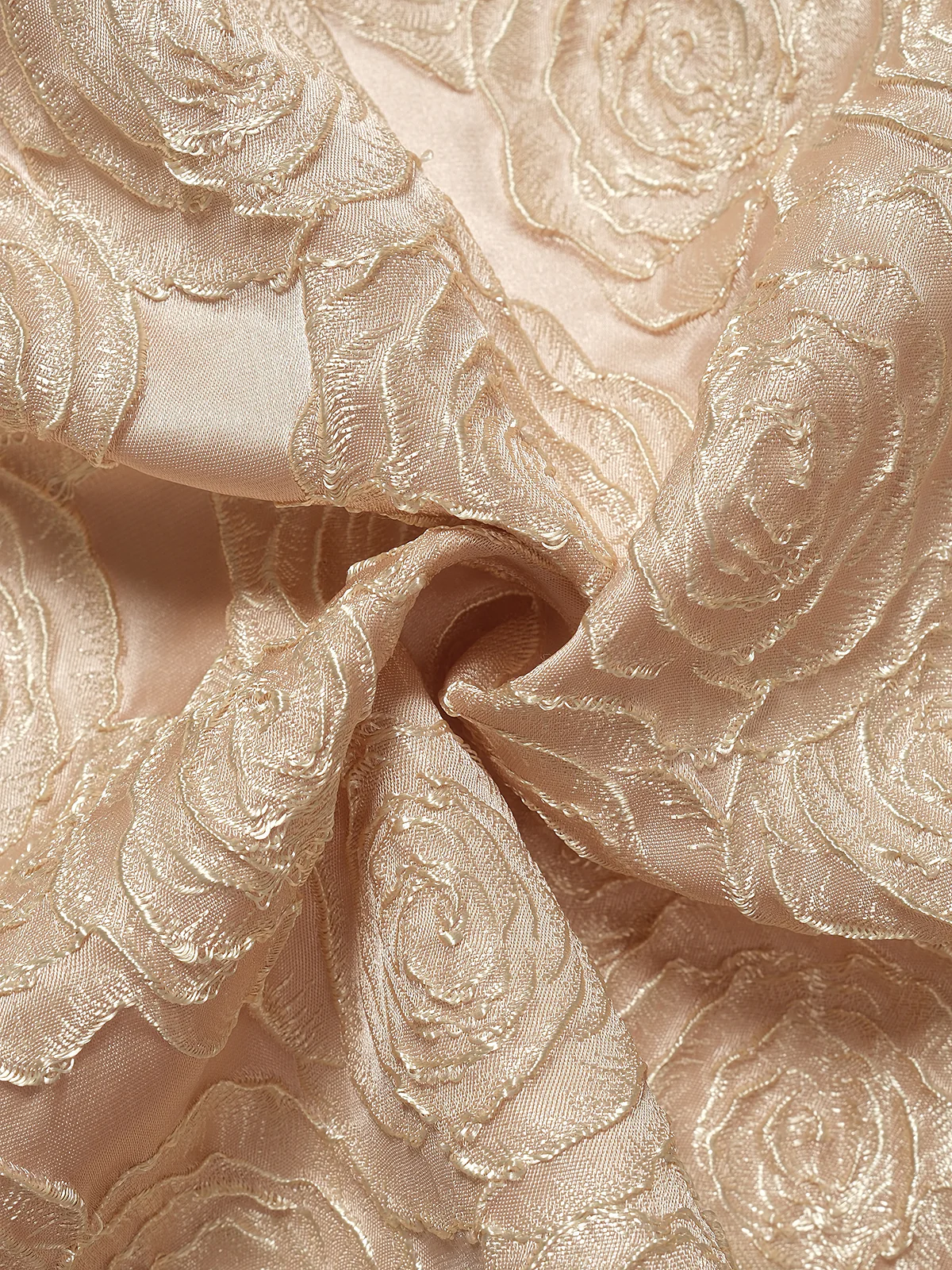 [Pre-Sale] Champagne 1930s Rose Jacquard V-Neck Bow Dress - Image 10