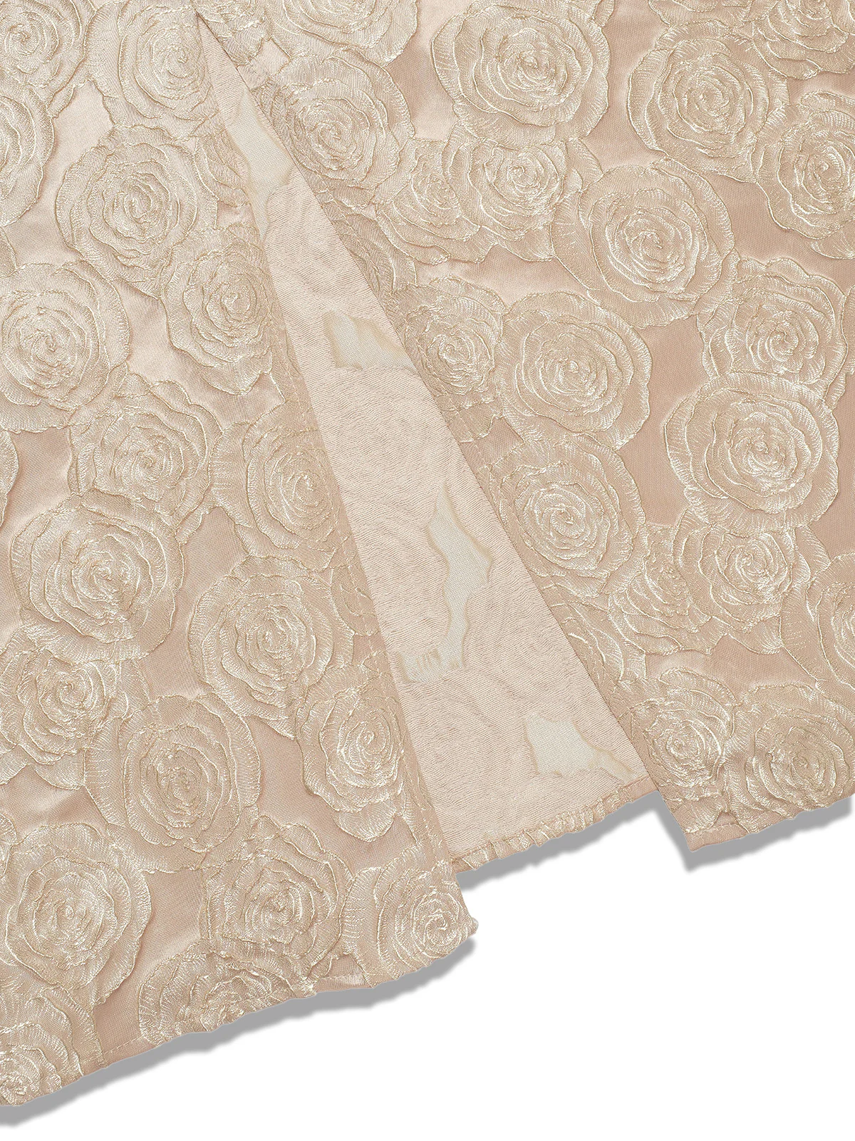 [Pre-Sale] Champagne 1930s Rose Jacquard V-Neck Bow Dress - Image 7
