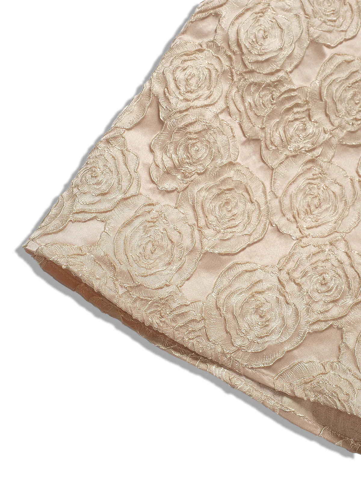 [Pre-Sale] Champagne 1930s Rose Jacquard V-Neck Bow Dress - Image 9
