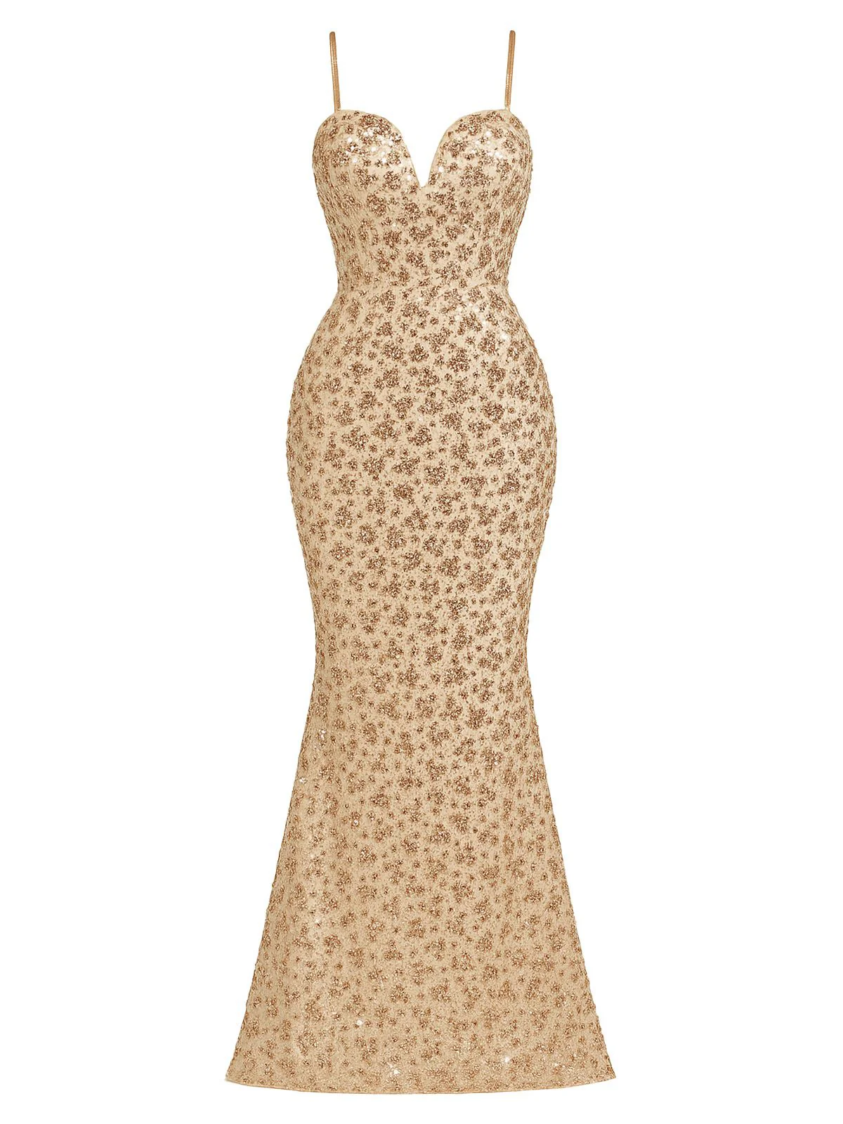 Champagne 1930s Sequined Backless Evening Dress - Image 2