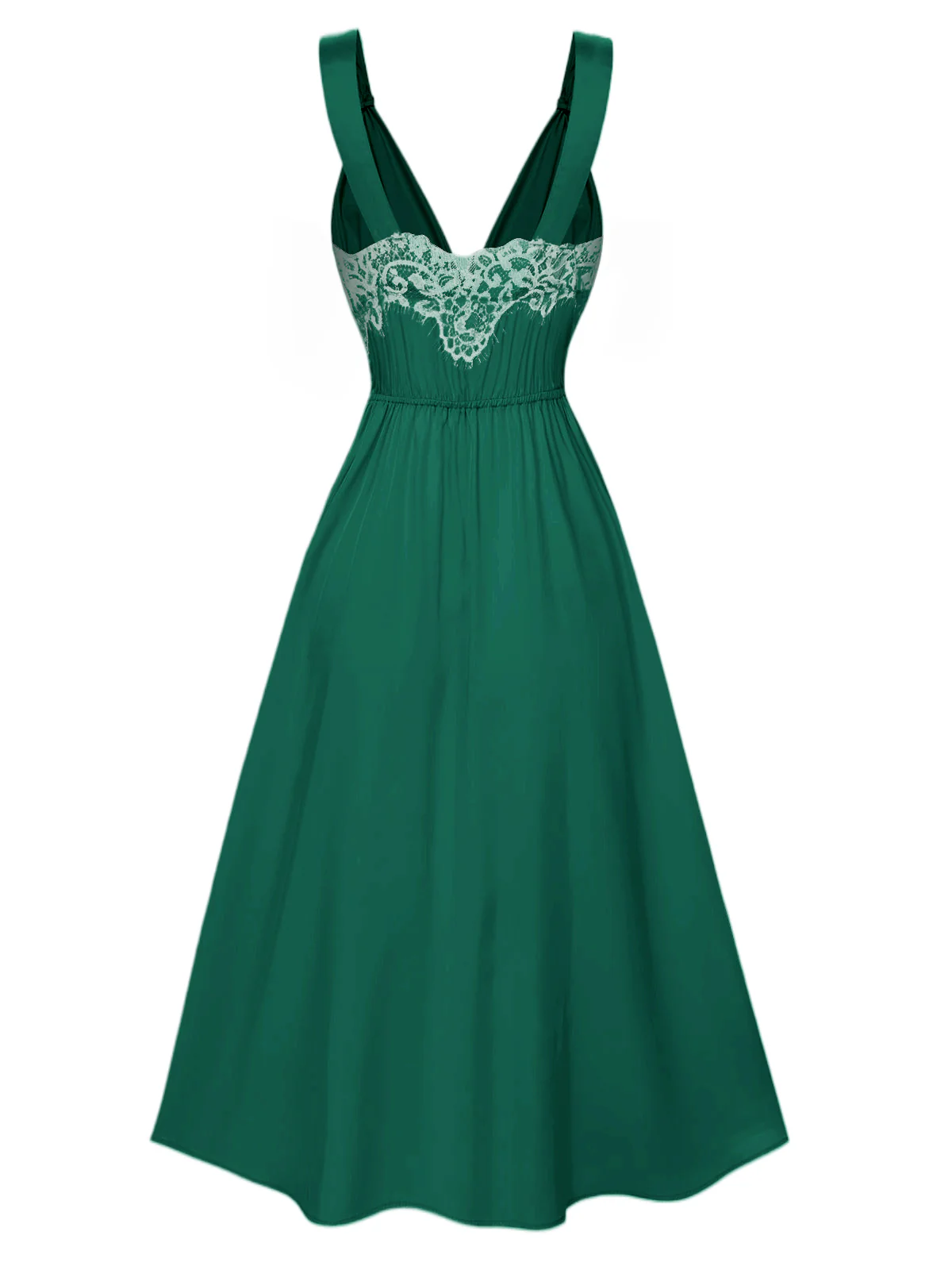 Green 1930s Solid Lace Satin Nightgown - Image 3