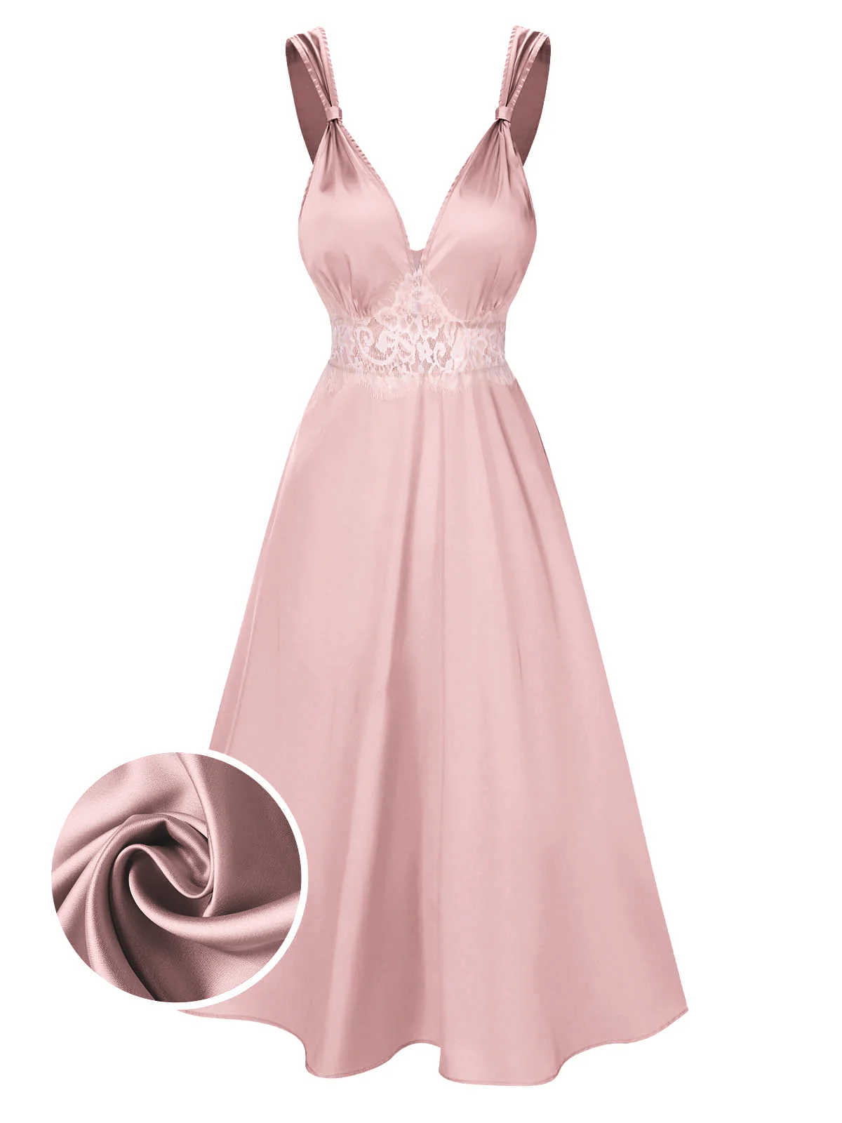 Green 1930s Solid Lace Satin Nightgown - Image 11