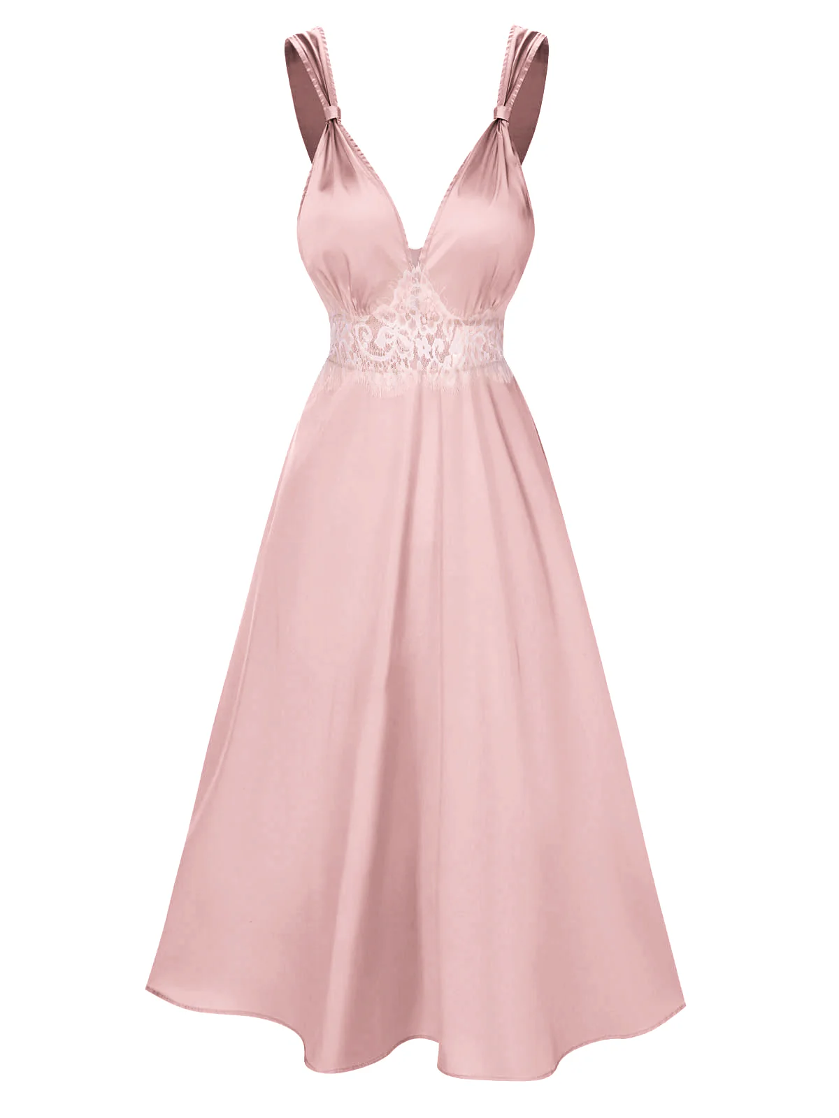 Green 1930s Solid Lace Satin Nightgown - Image 12