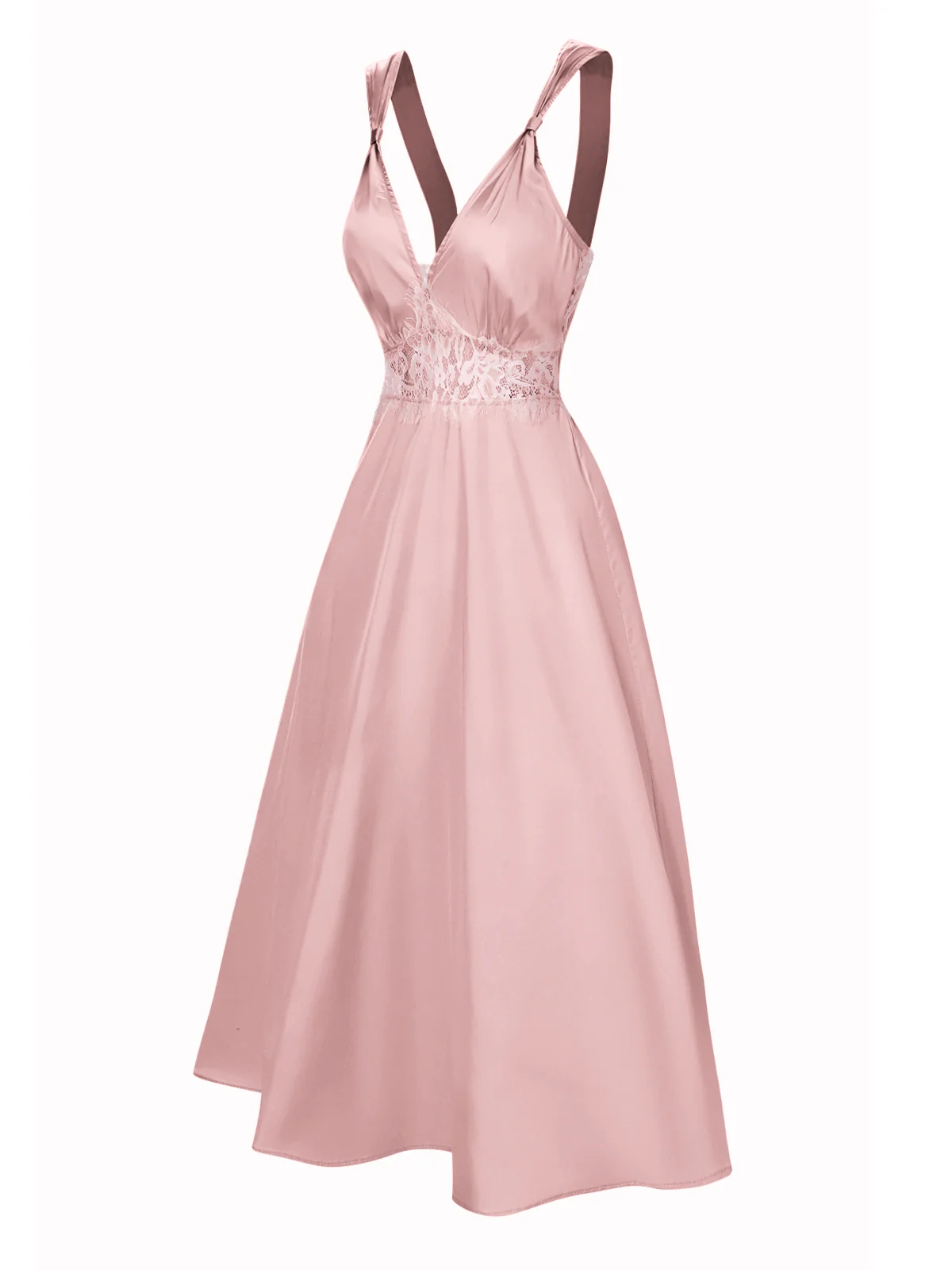 Green 1930s Solid Lace Satin Nightgown - Image 13