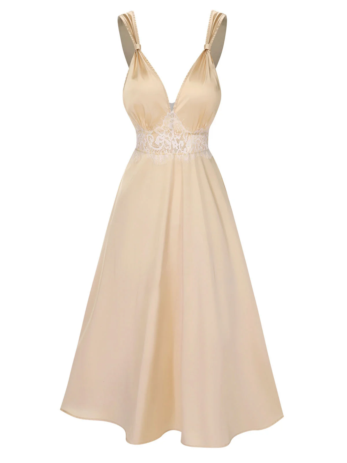 Green 1930s Solid Lace Satin Nightgown - Image 5
