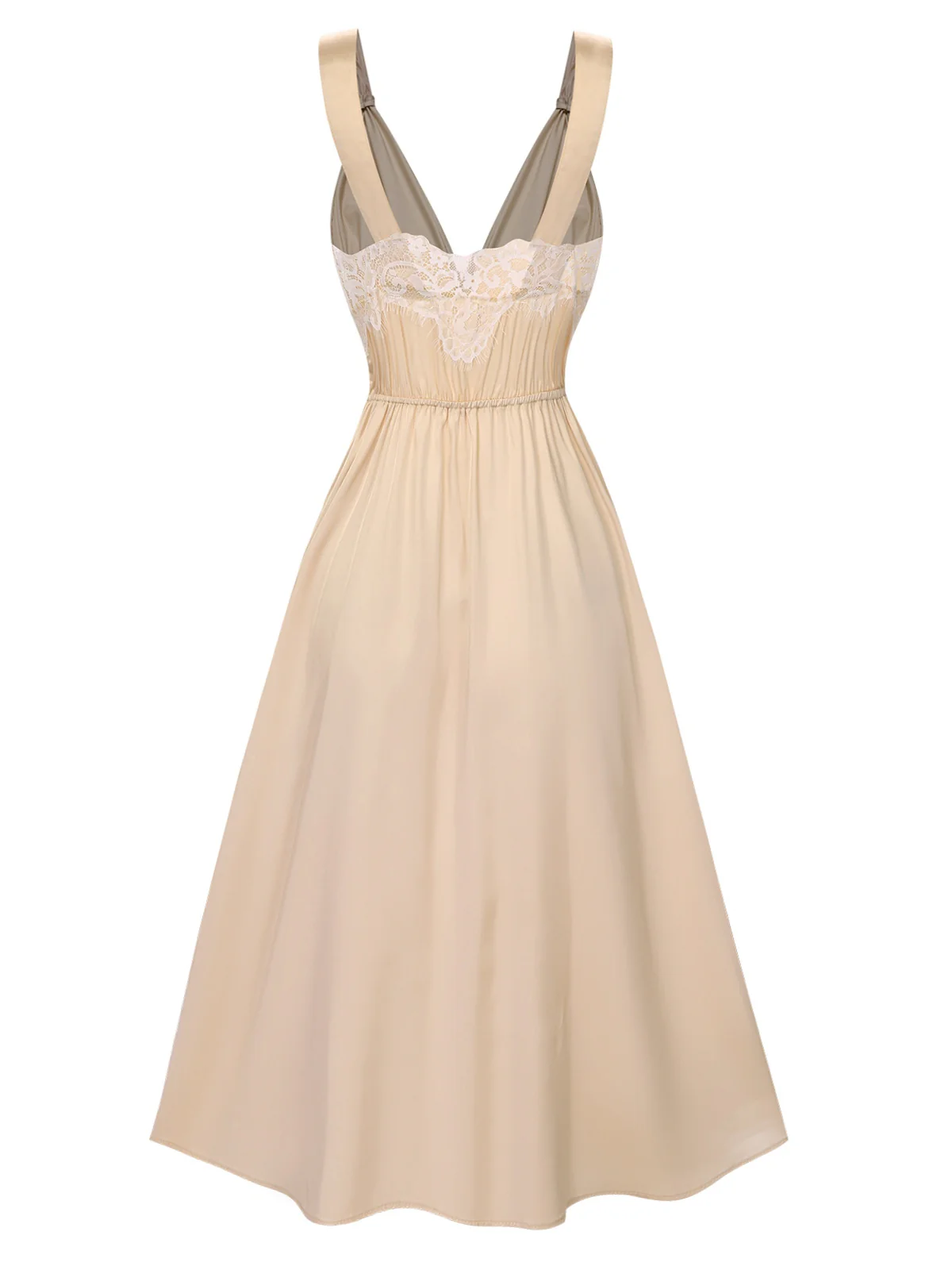 Green 1930s Solid Lace Satin Nightgown - Image 6