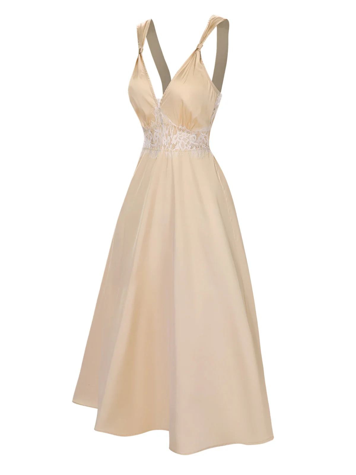 Green 1930s Solid Lace Satin Nightgown - Image 7