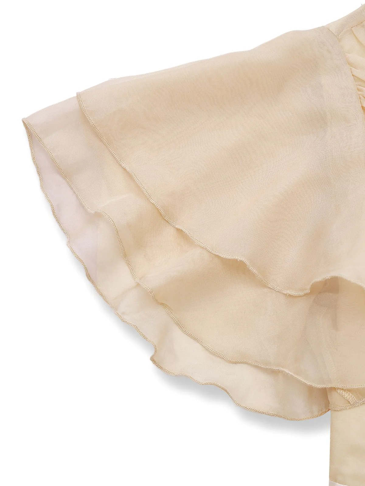 Champagne 1950s Satin Belt Tulle Cocktail Dress - Image 9