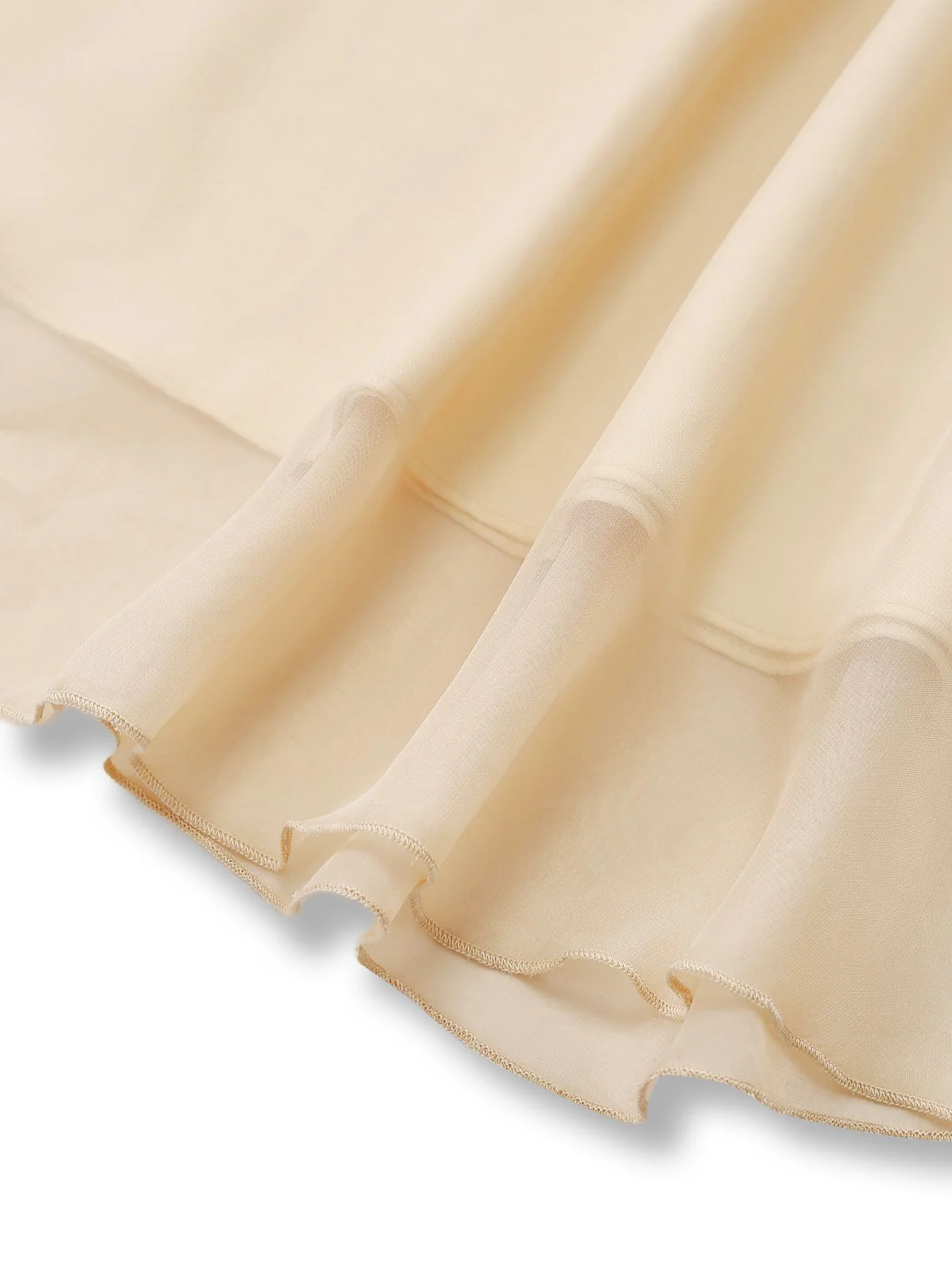 Champagne 1950s Satin Belt Tulle Cocktail Dress - Image 7