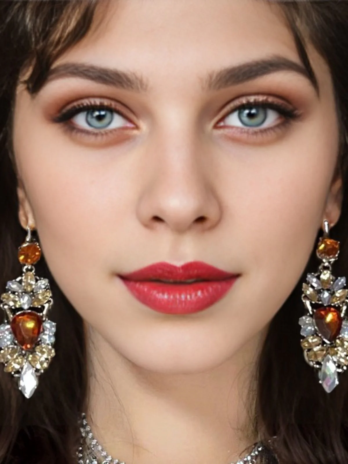 Champagne Alloy Vintage Rhinestone Earrings - Image 5