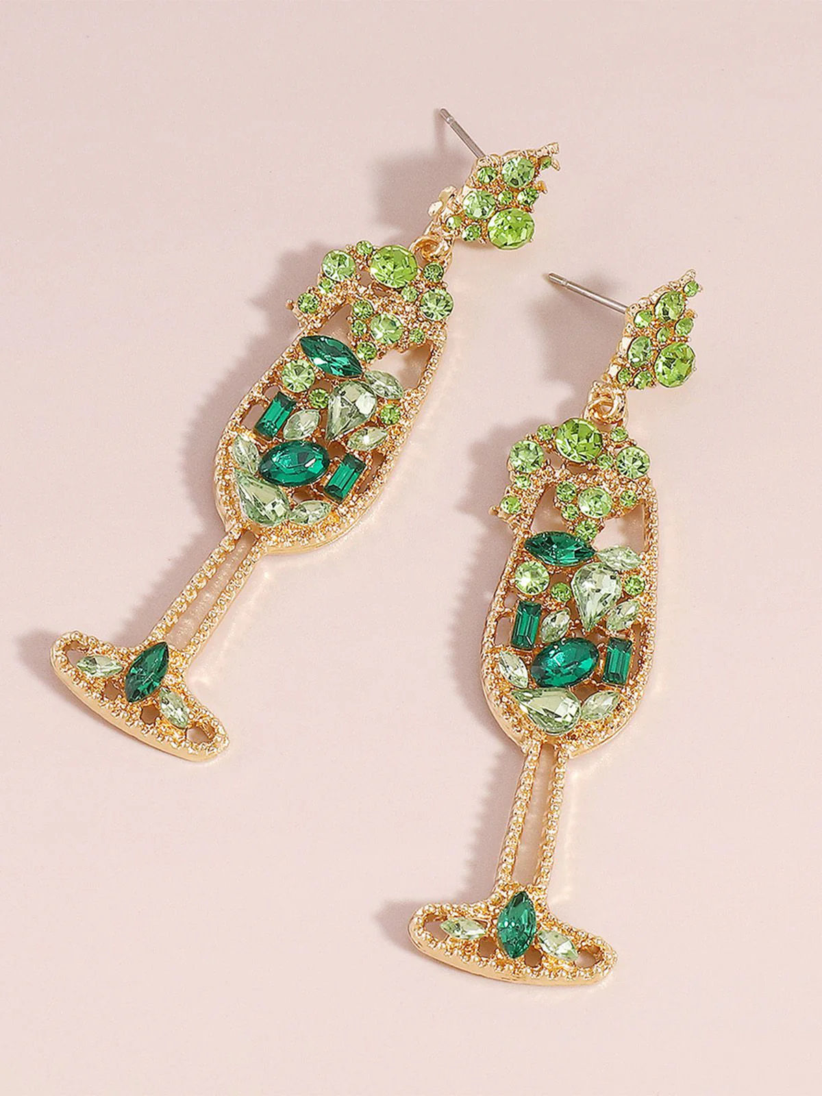 Champagne Glass Pearl Gem Earrings - Image 10