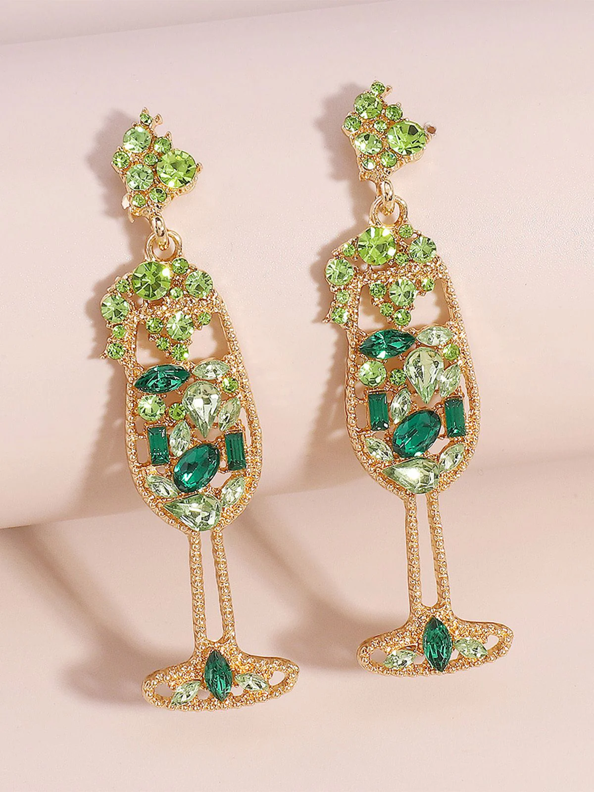 Champagne Glass Pearl Gem Earrings - Image 11