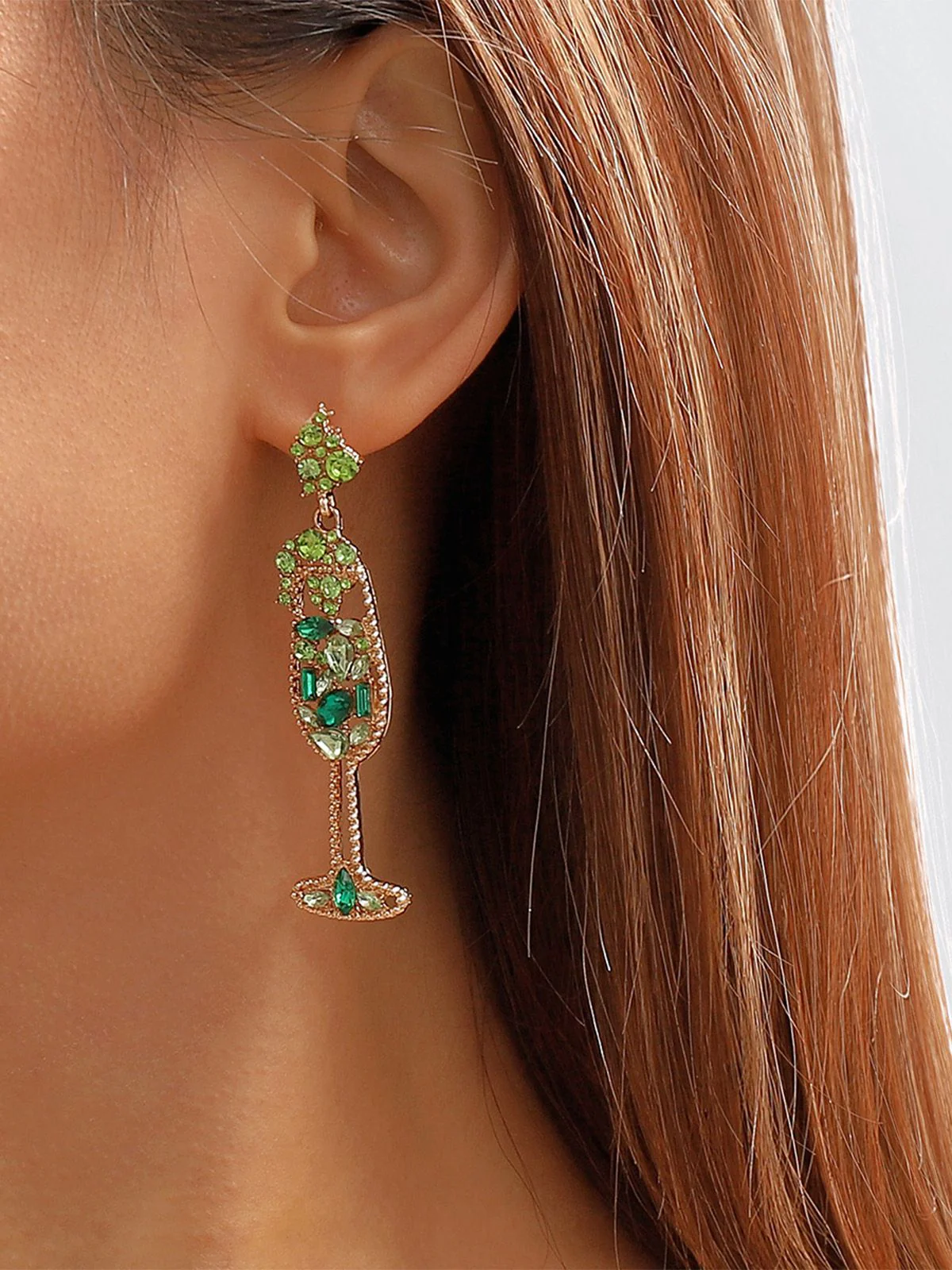 Champagne Glass Pearl Gem Earrings - Image 12