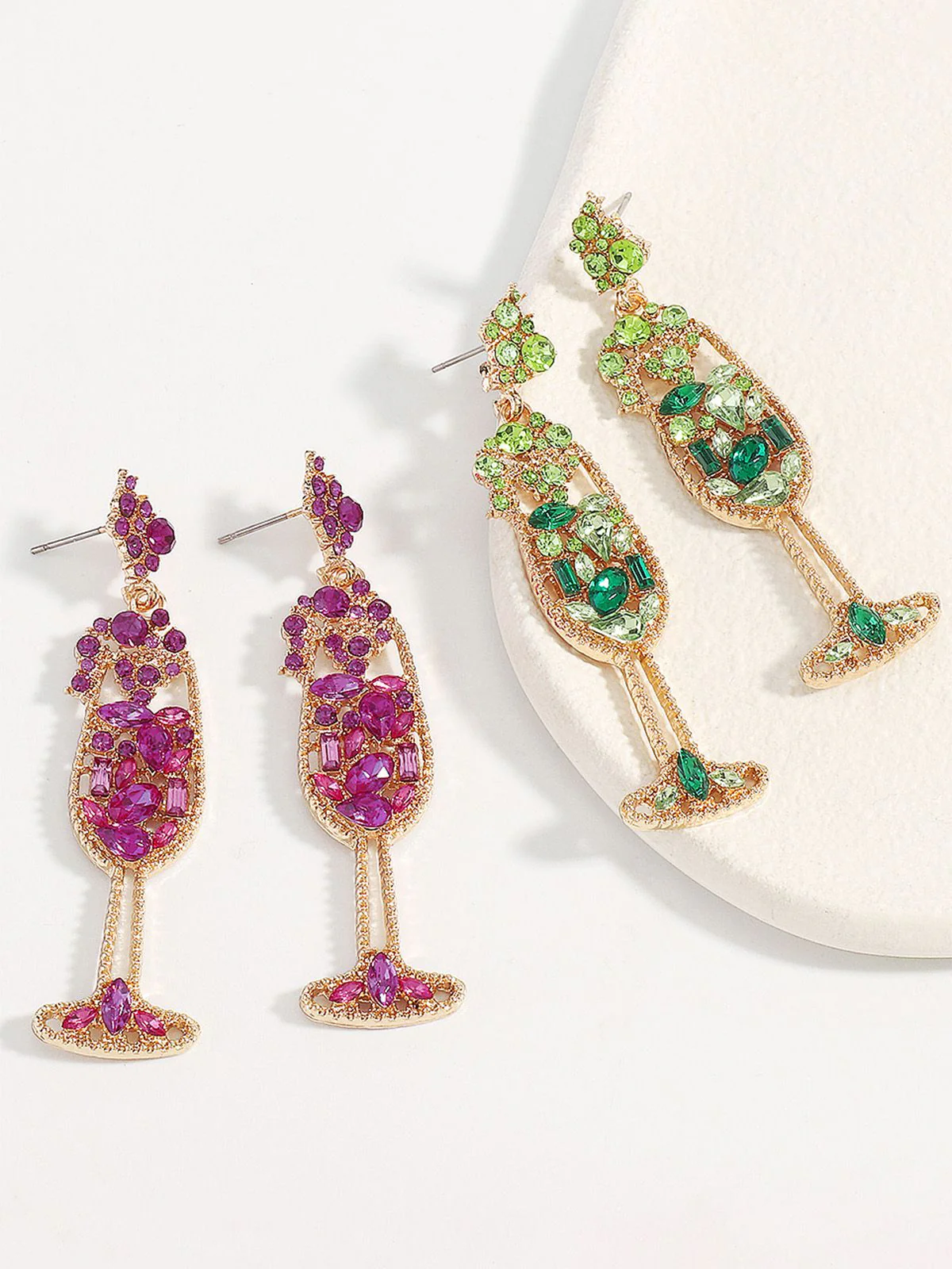 Champagne Glass Pearl Gem Earrings - Image 5