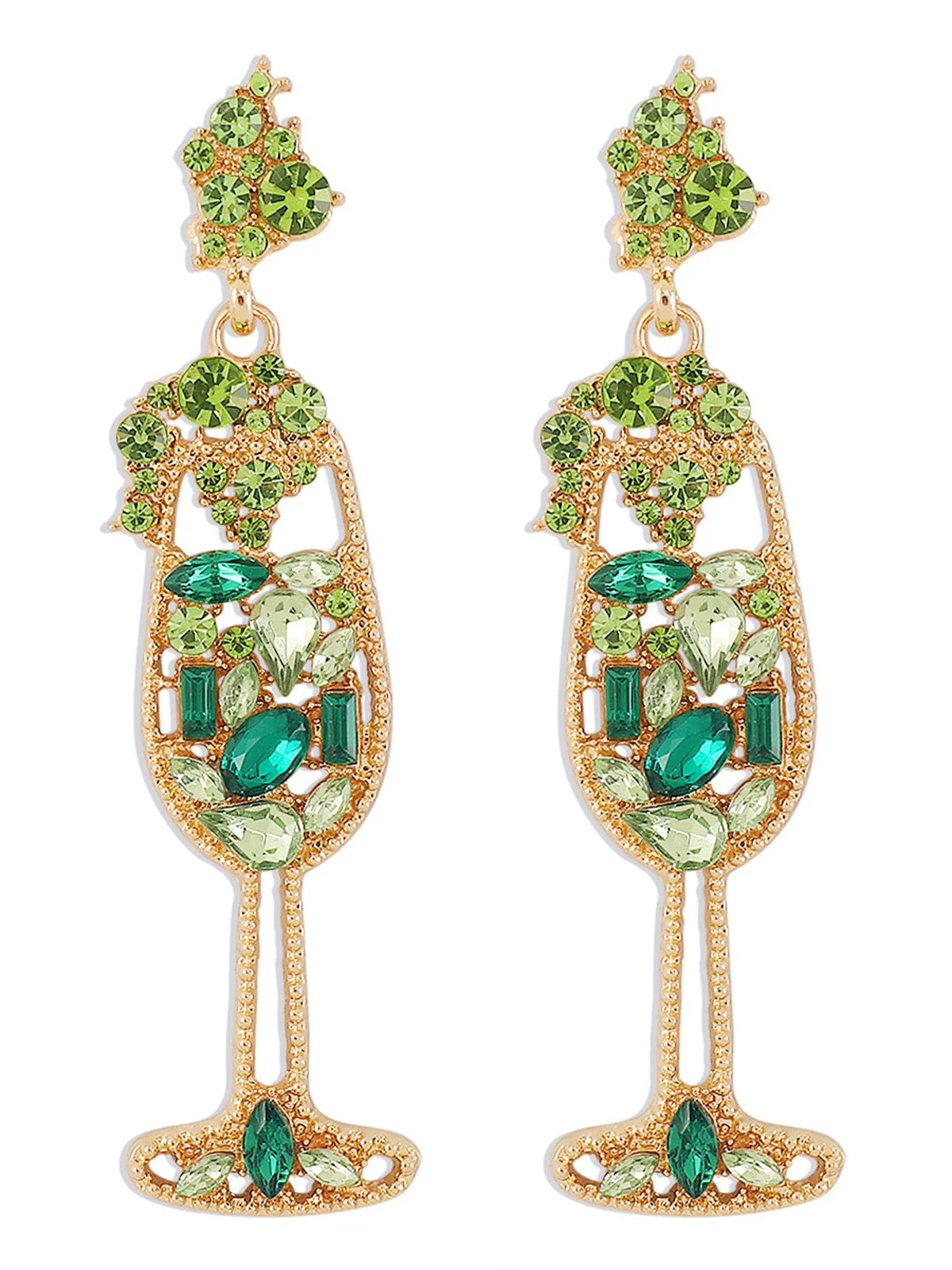 Champagne Glass Pearl Gem Earrings - Image 8