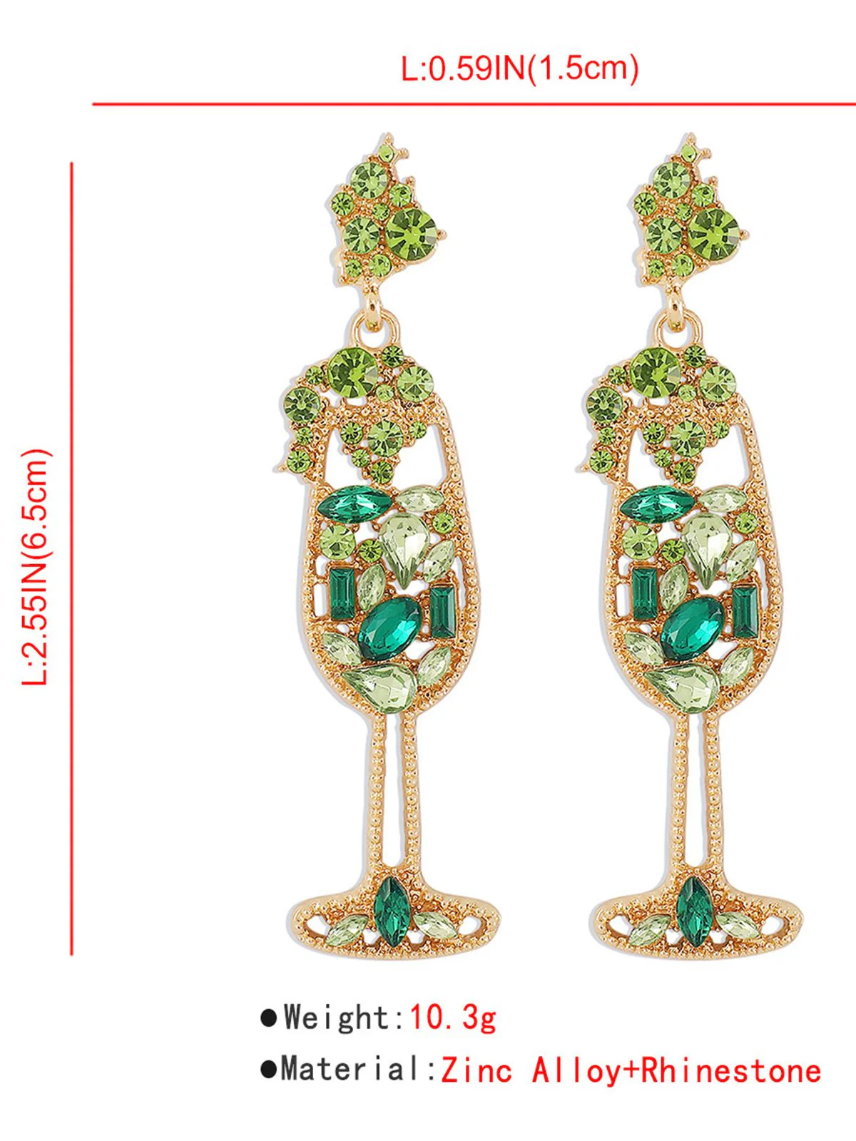 Champagne Glass Pearl Gem Earrings - Image 9