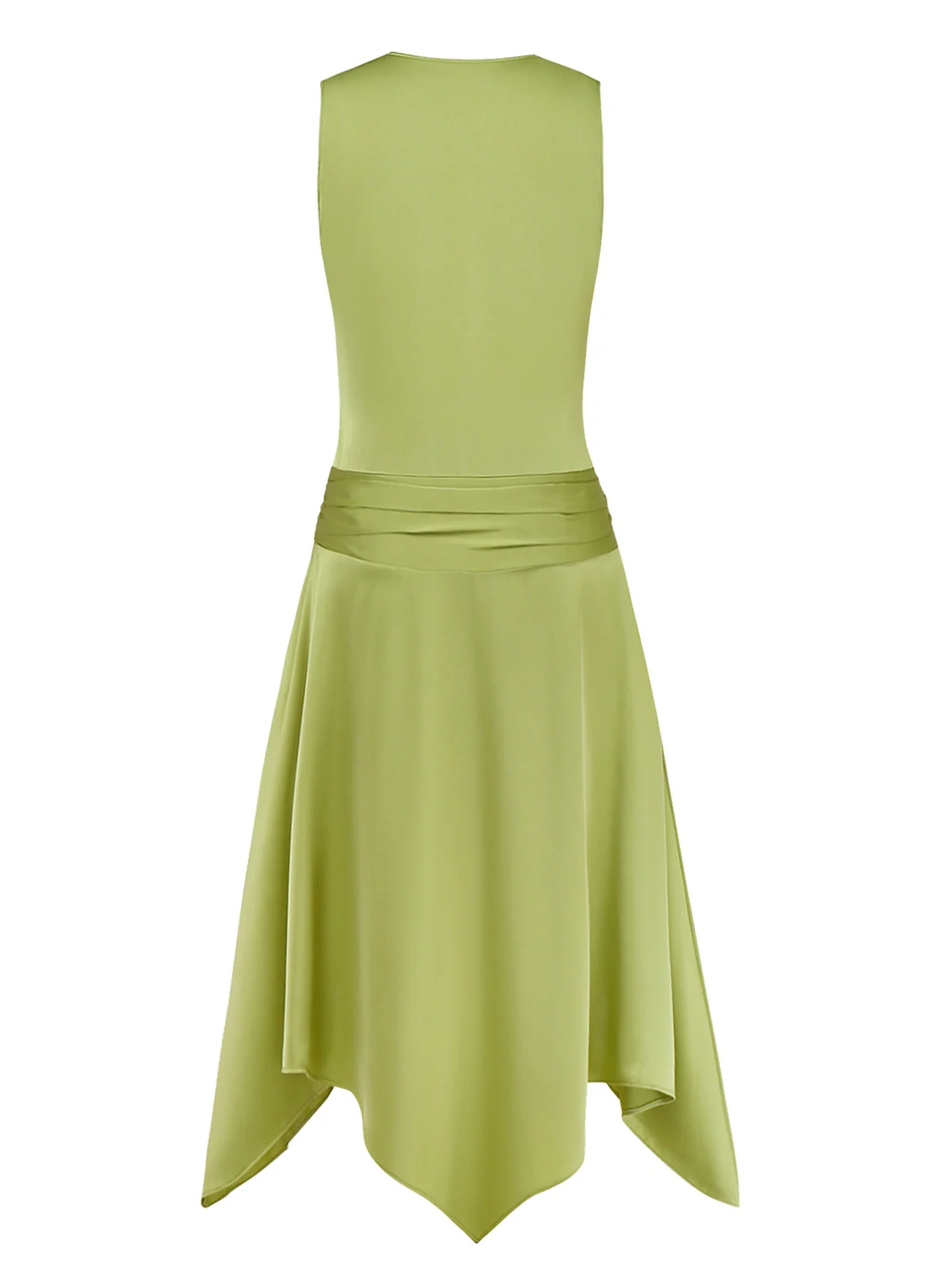 Chartreuse 1920s Shimmering Handkerchief Hem Dress - Image 6