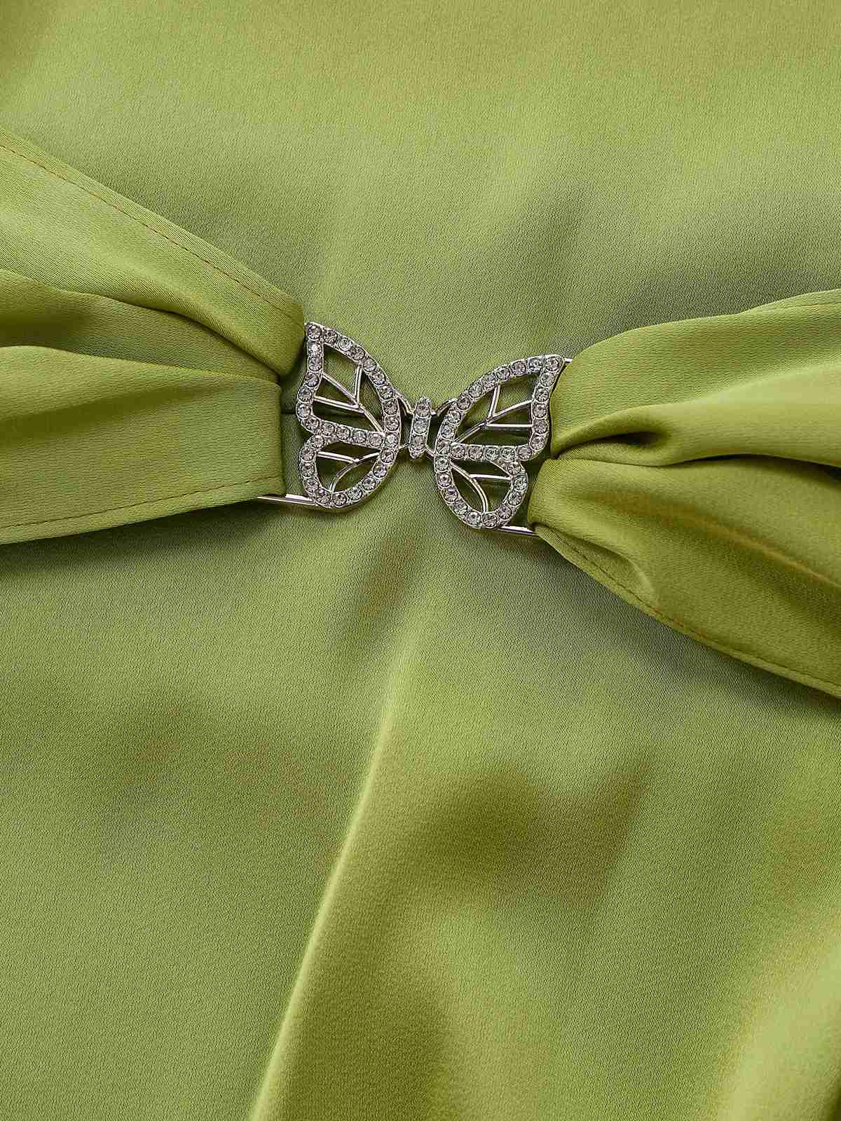 Chartreuse 1920s Shimmering Handkerchief Hem Dress - Image 8