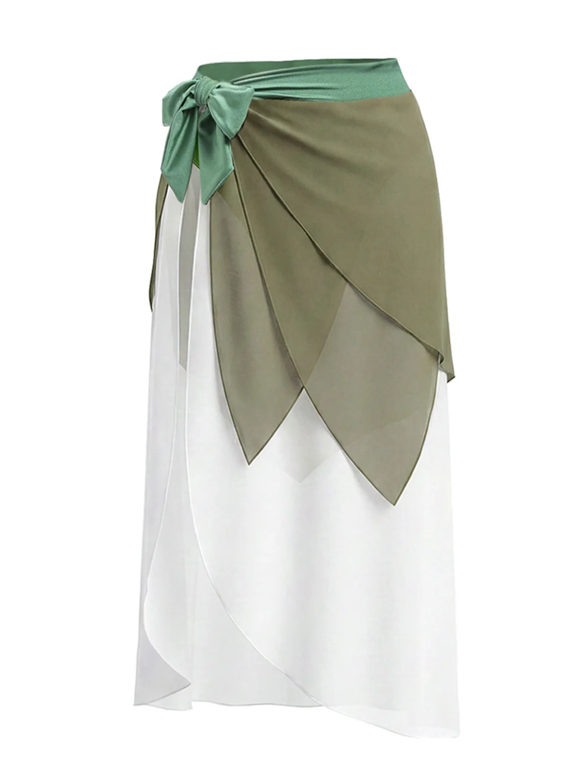 [Pre-Sale] Chartreuse 1970s Layered Chiffon Tie Waist Sarong Cover-Up - Image 2