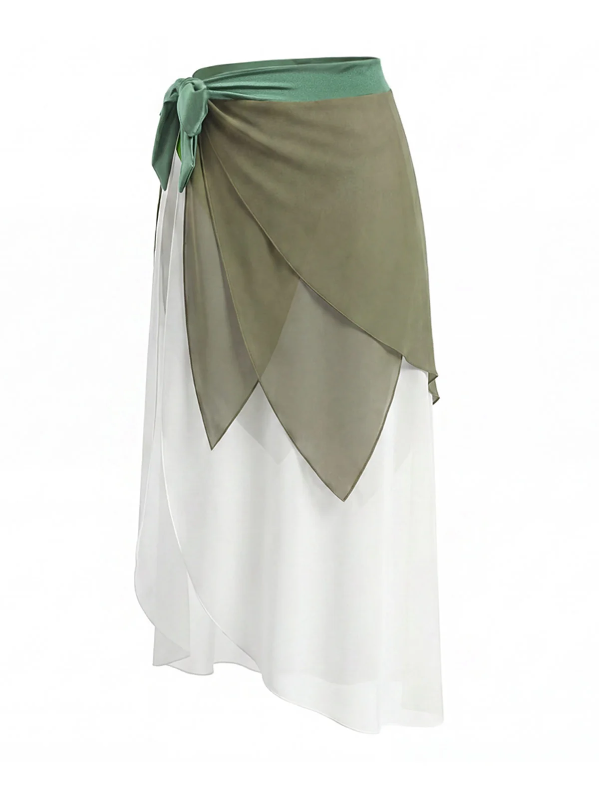 [Pre-Sale] Chartreuse 1970s Layered Chiffon Tie Waist Sarong Cover-Up - Image 3