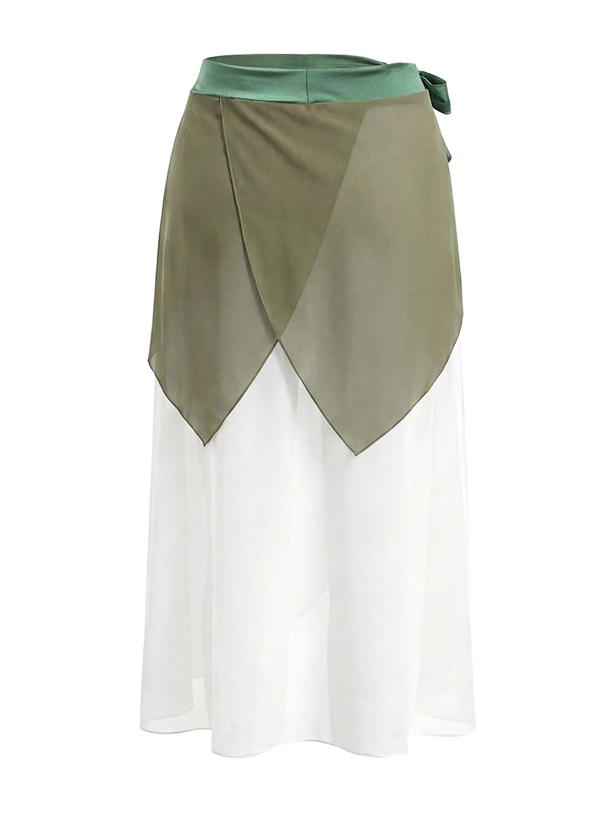 [Pre-Sale] Chartreuse 1970s Layered Chiffon Tie Waist Sarong Cover-Up - Image 4