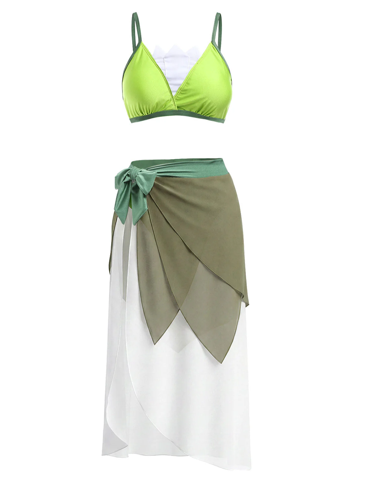 [Pre-Sale] Chartreuse 1970s Triangle Bikini Set & Chiffon Cover-Up - Image 4