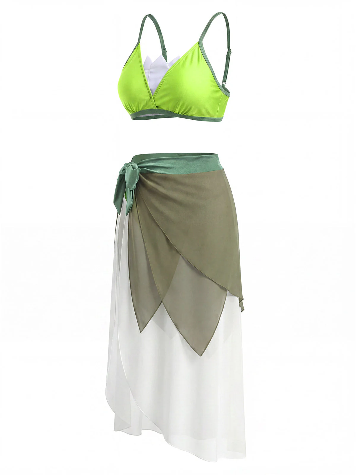 [Pre-Sale] Chartreuse 1970s Triangle Bikini Set & Chiffon Cover-Up - Image 5