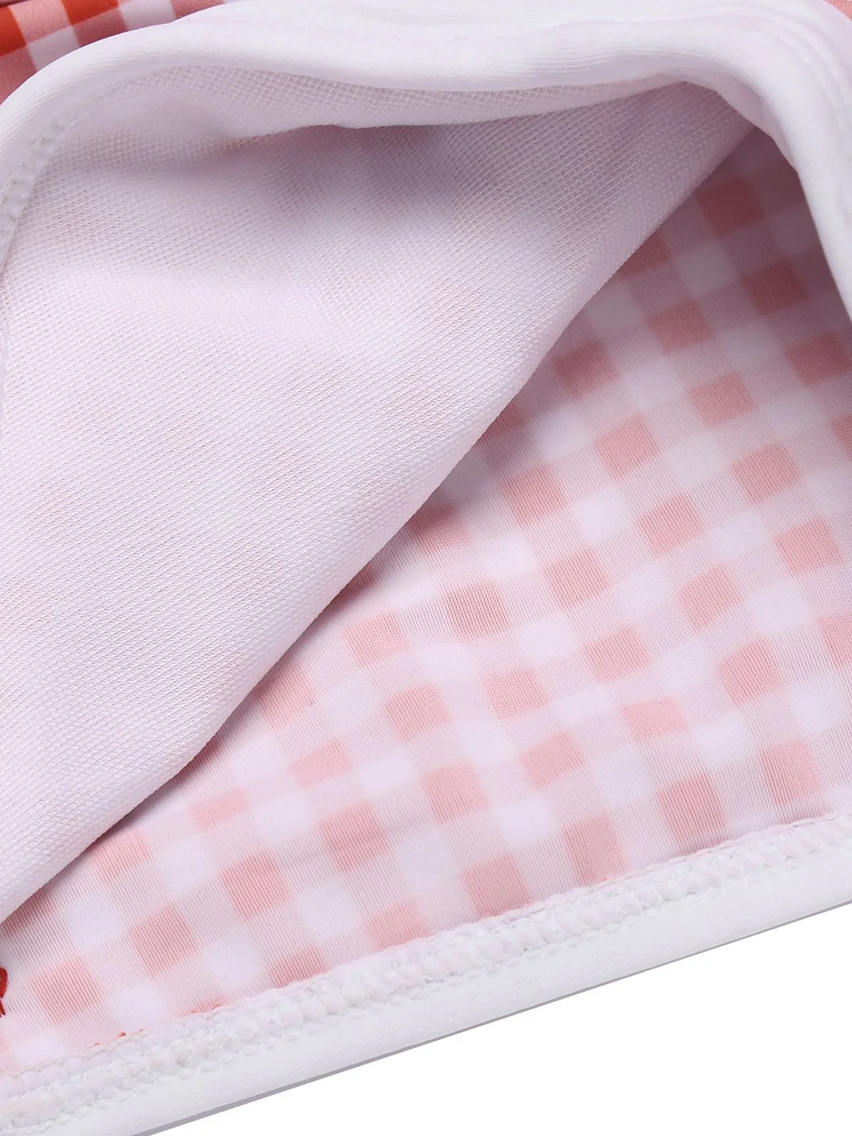 Gingham 1950s Halter Bowknot One-piece Swimsuit - Image 12