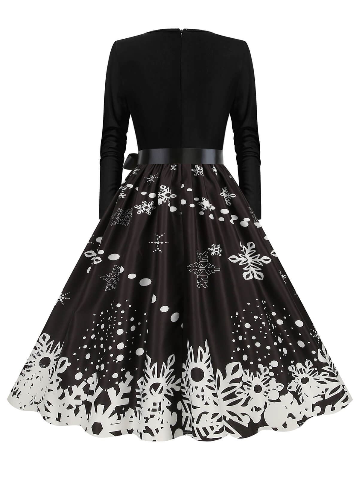 Christmas 1950s V-Neck Long Sleeve Patchwork Dress - Image 15