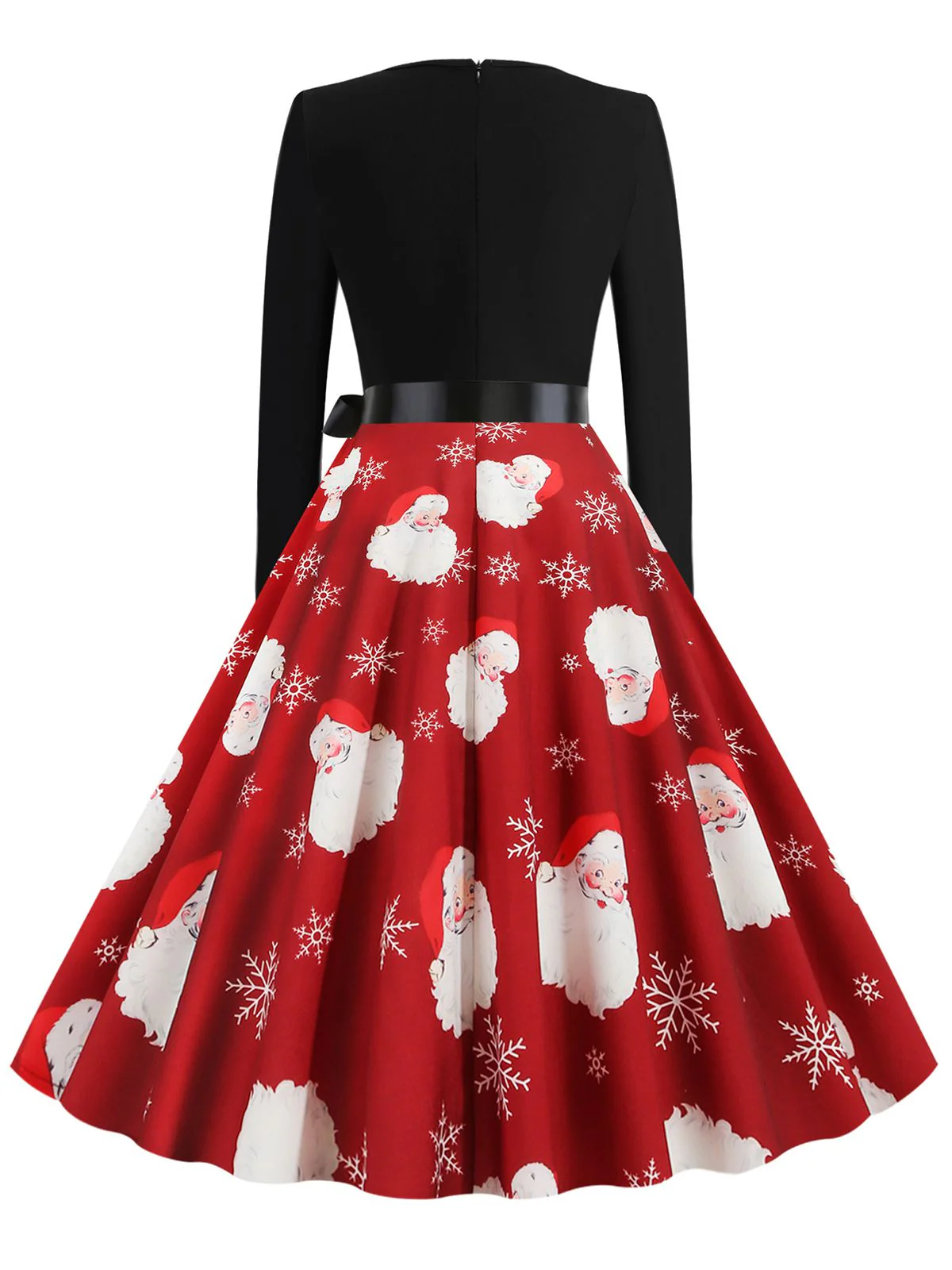 Christmas 1950s V-Neck Patchwork Swing Dress - Image 10